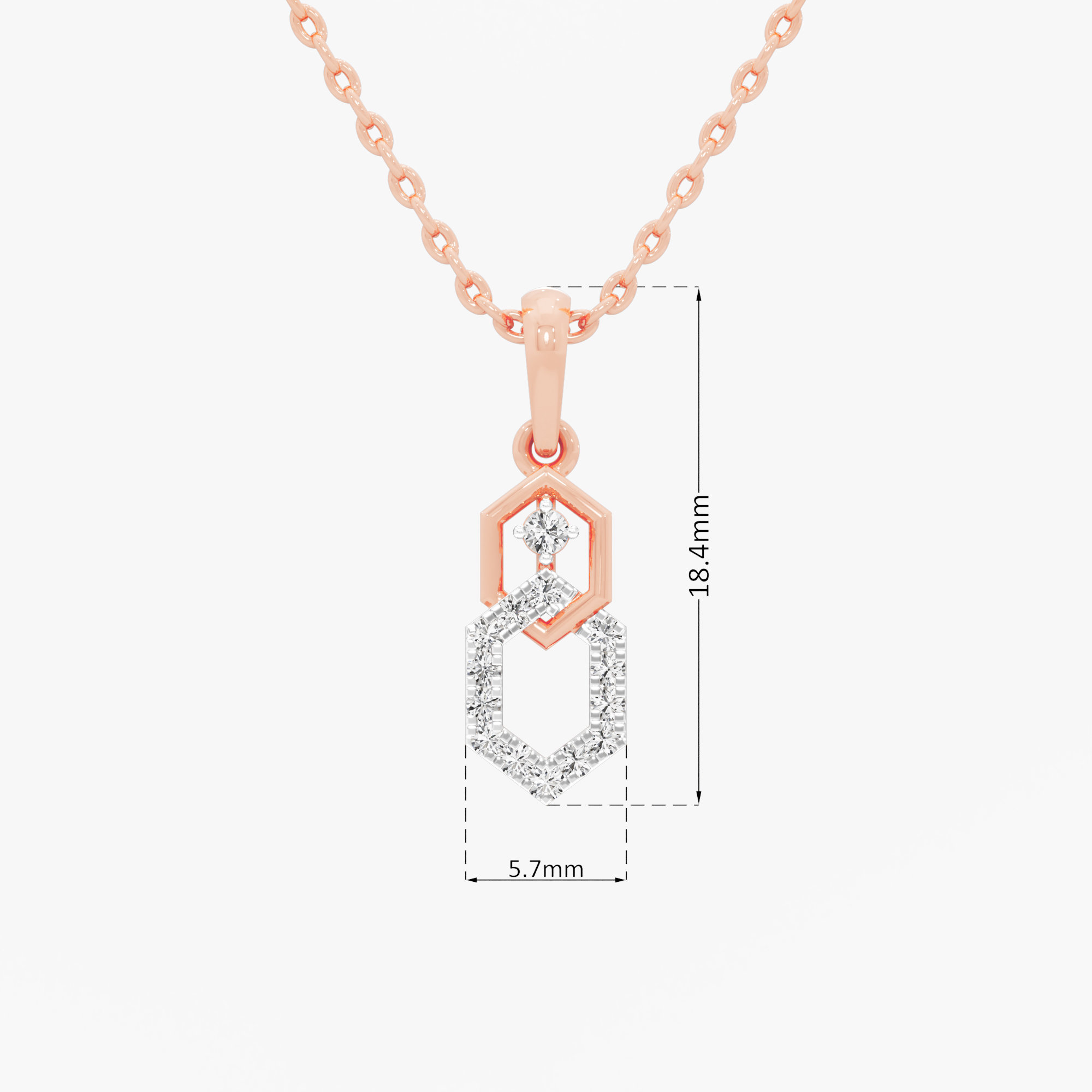Geometric Glow Drops Pendants | Standalone Pendant in 9KT Rose Gold (Diamond Quality: EF-VVS VS)