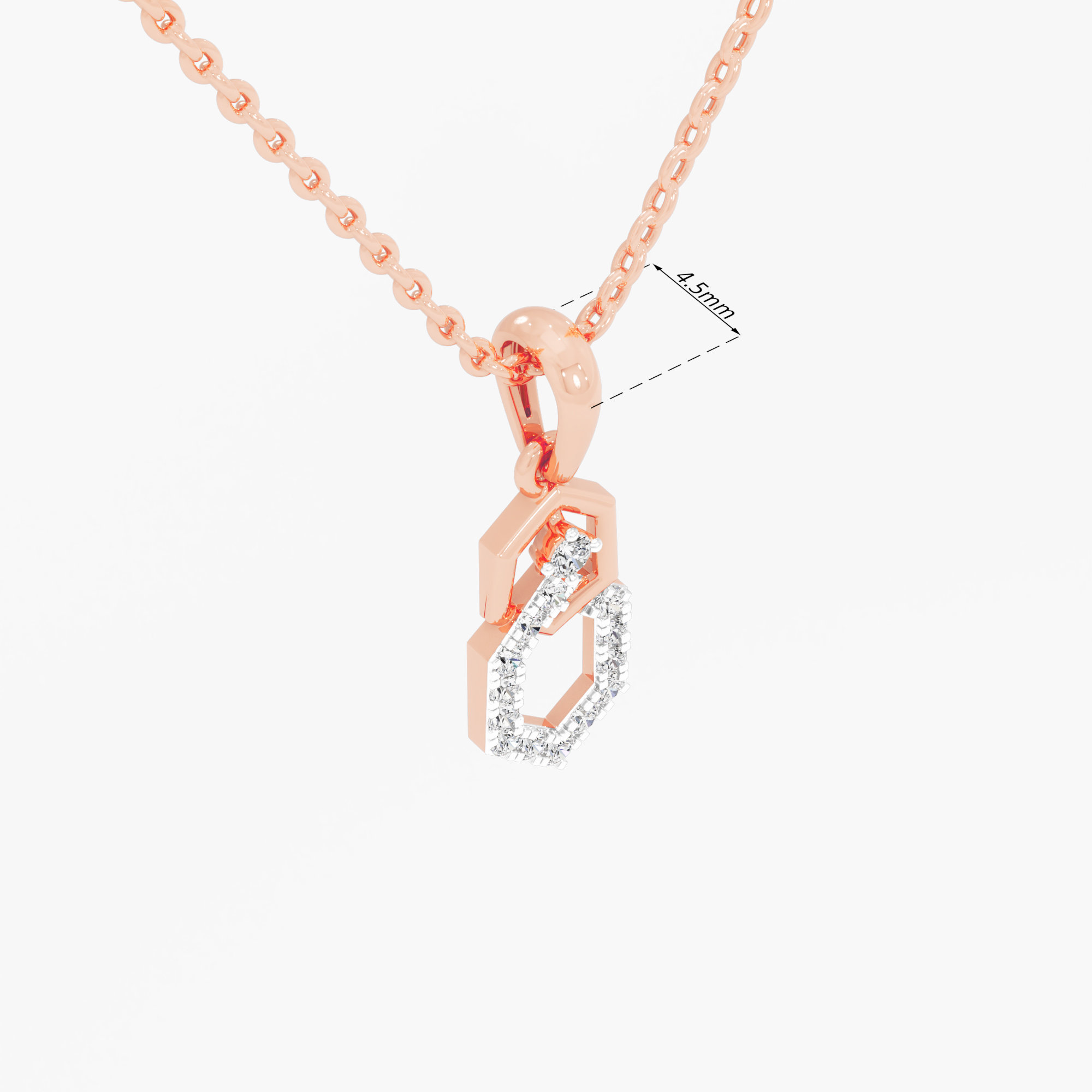 Geometric Glow Drops Pendants | Standalone Pendant in 9KT Rose Gold (Diamond Quality: EF-VVS VS)