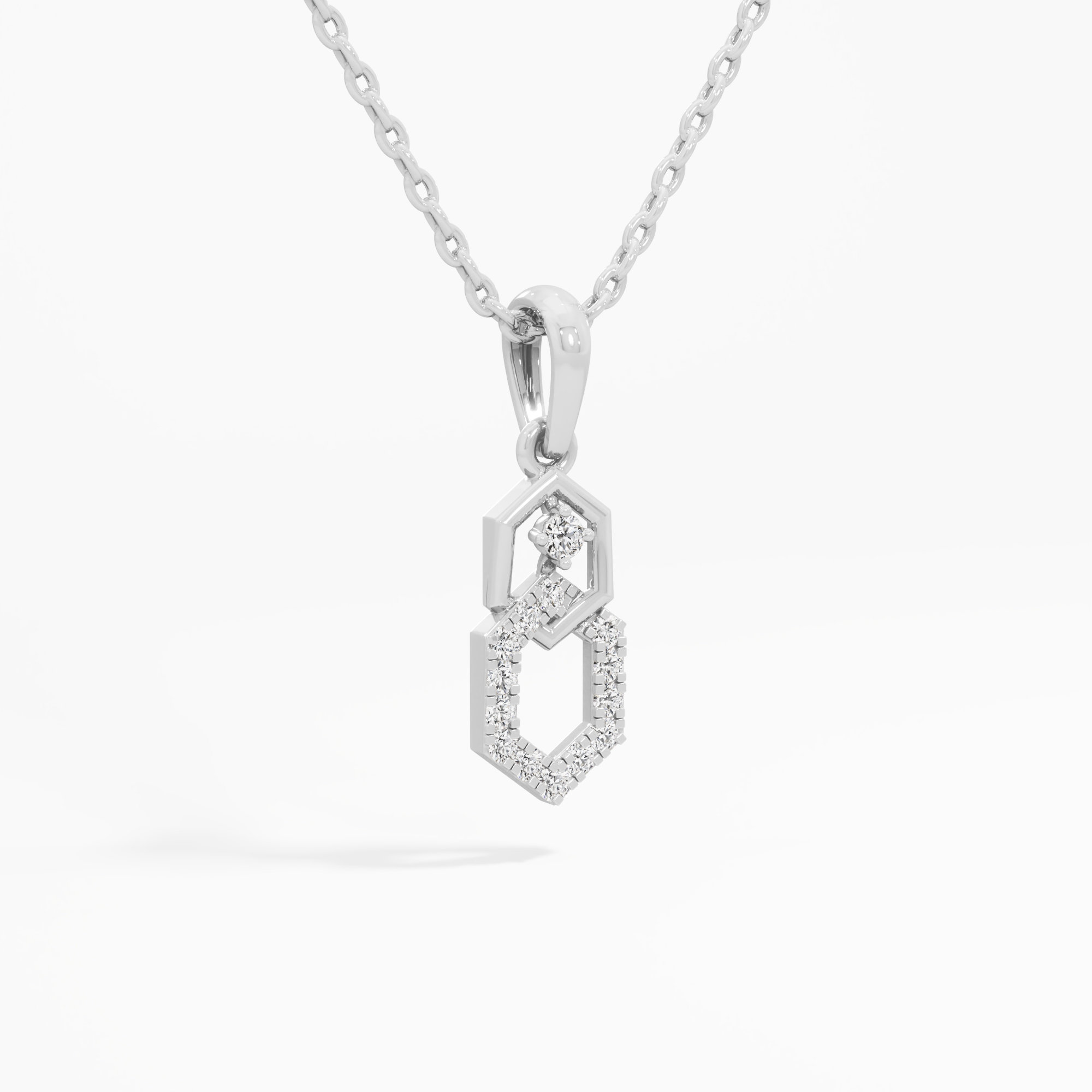 Geometric Glow Drops Pendants | Chain Available Separately in 9KT White Gold (Diamond Quality: EF-VVS VS)