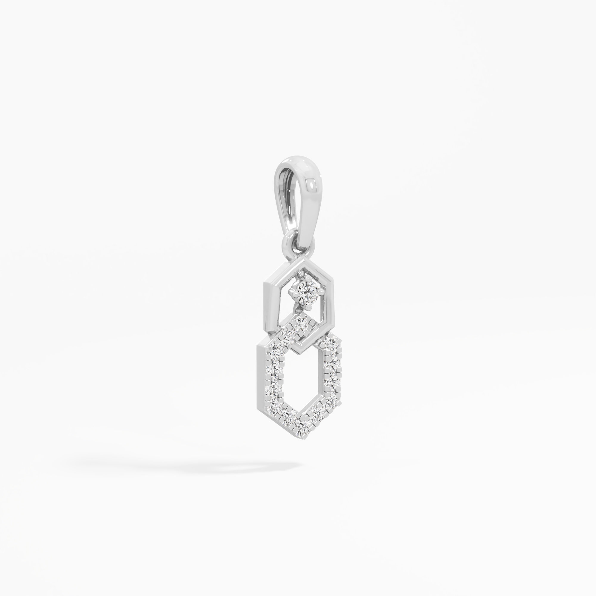 Geometric Glow Drops Pendants | Chain Available Separately in 9KT White Gold (Diamond Quality: EF-VVS VS)
