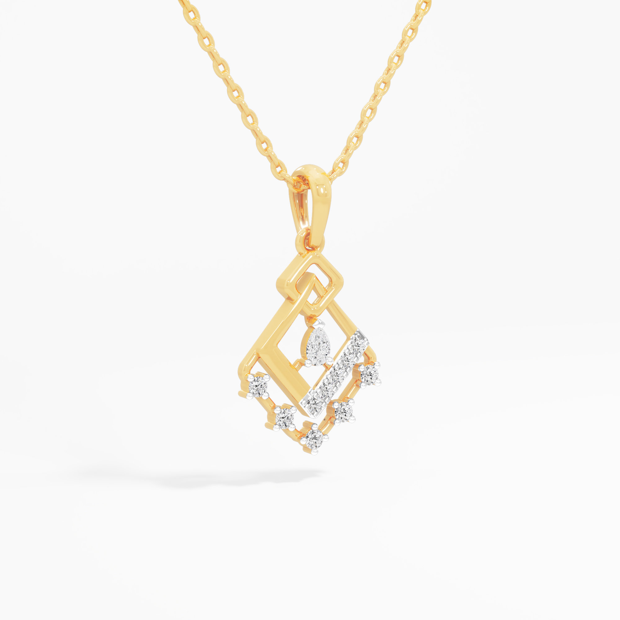Lattice Glow Diamond Pendant | Chain Available Separately in 9KT Yellow Gold (Diamond Quality: FG-VVS VS)