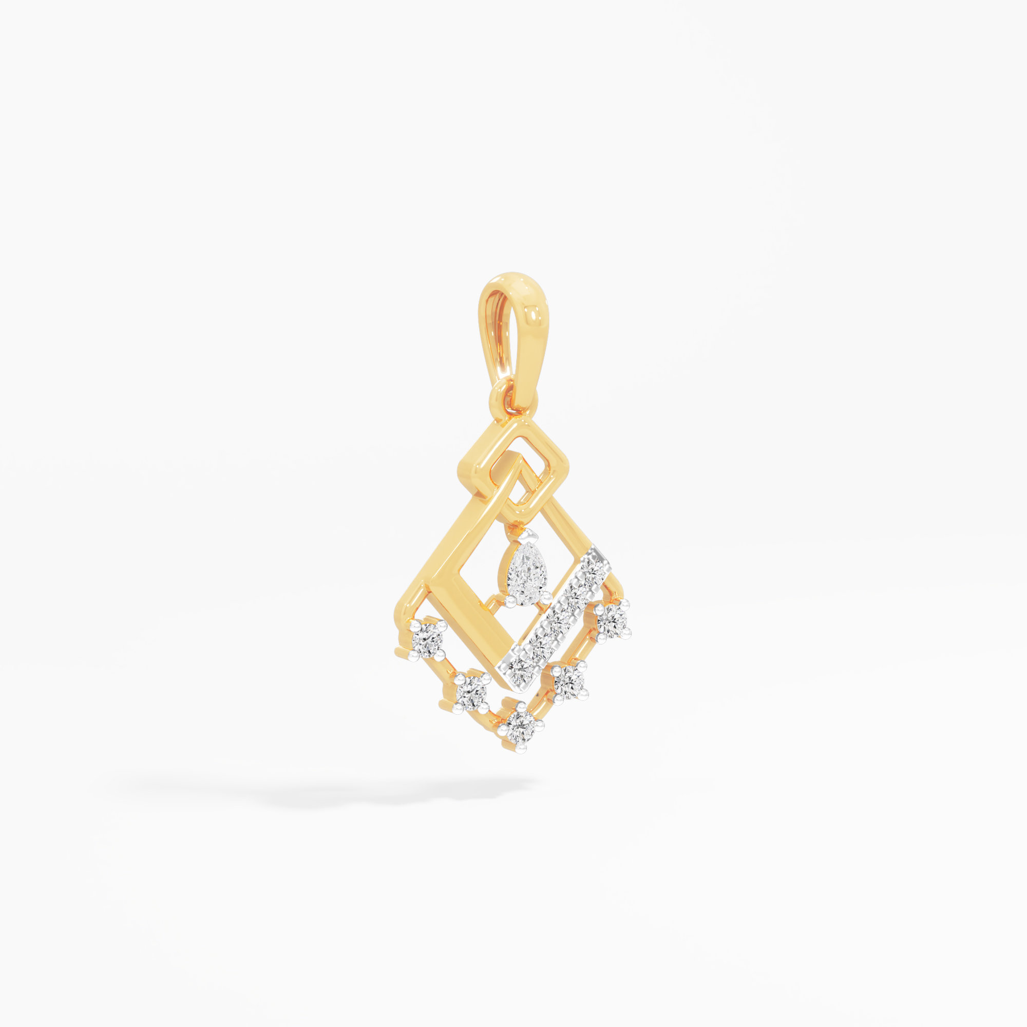 Lattice Glow Diamond Pendant | Chain Available Separately in 9KT Yellow Gold (Diamond Quality: FG-VVS VS)