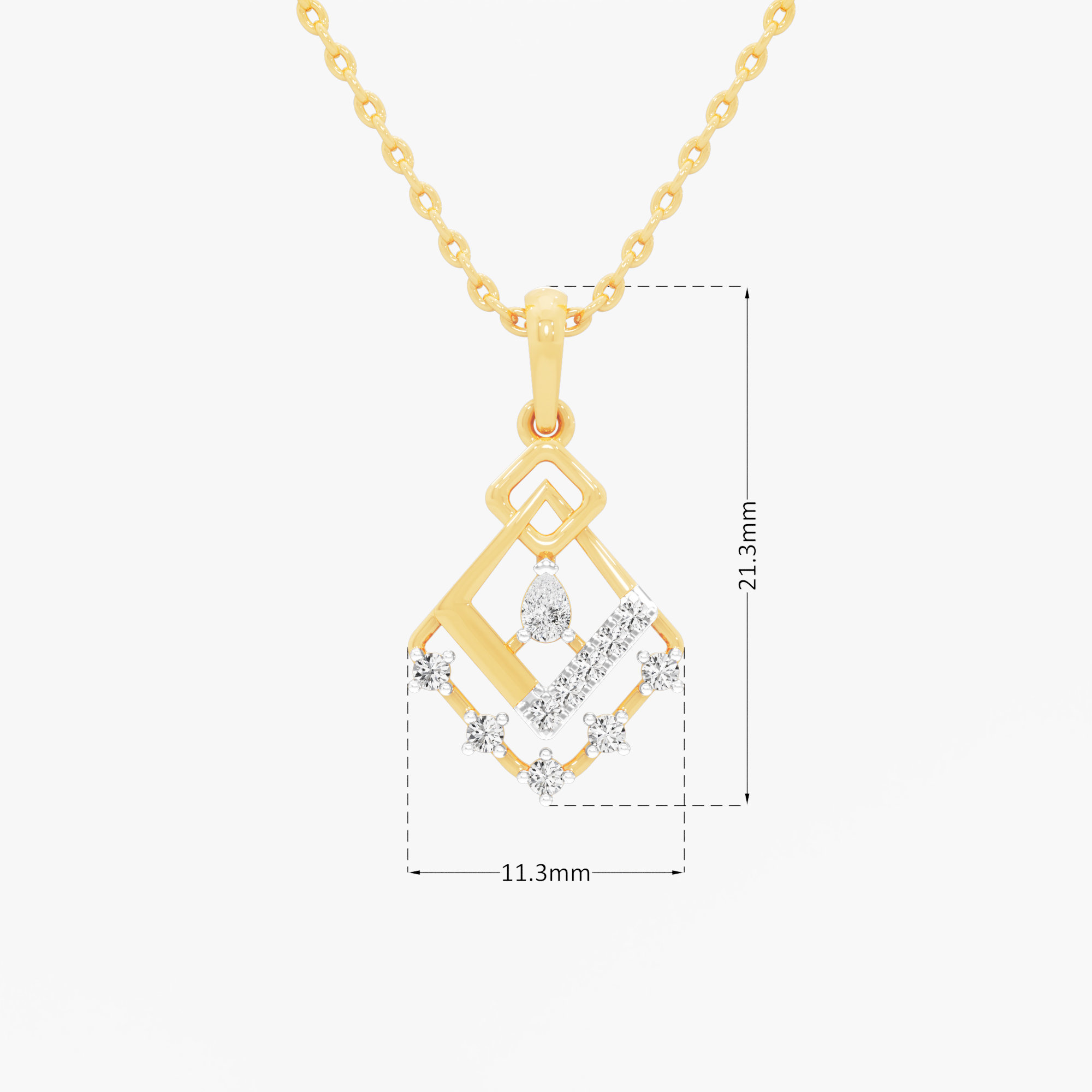 Lattice Glow Diamond Pendant | Chain Available Separately in 9KT Yellow Gold (Diamond Quality: FG-VVS VS)