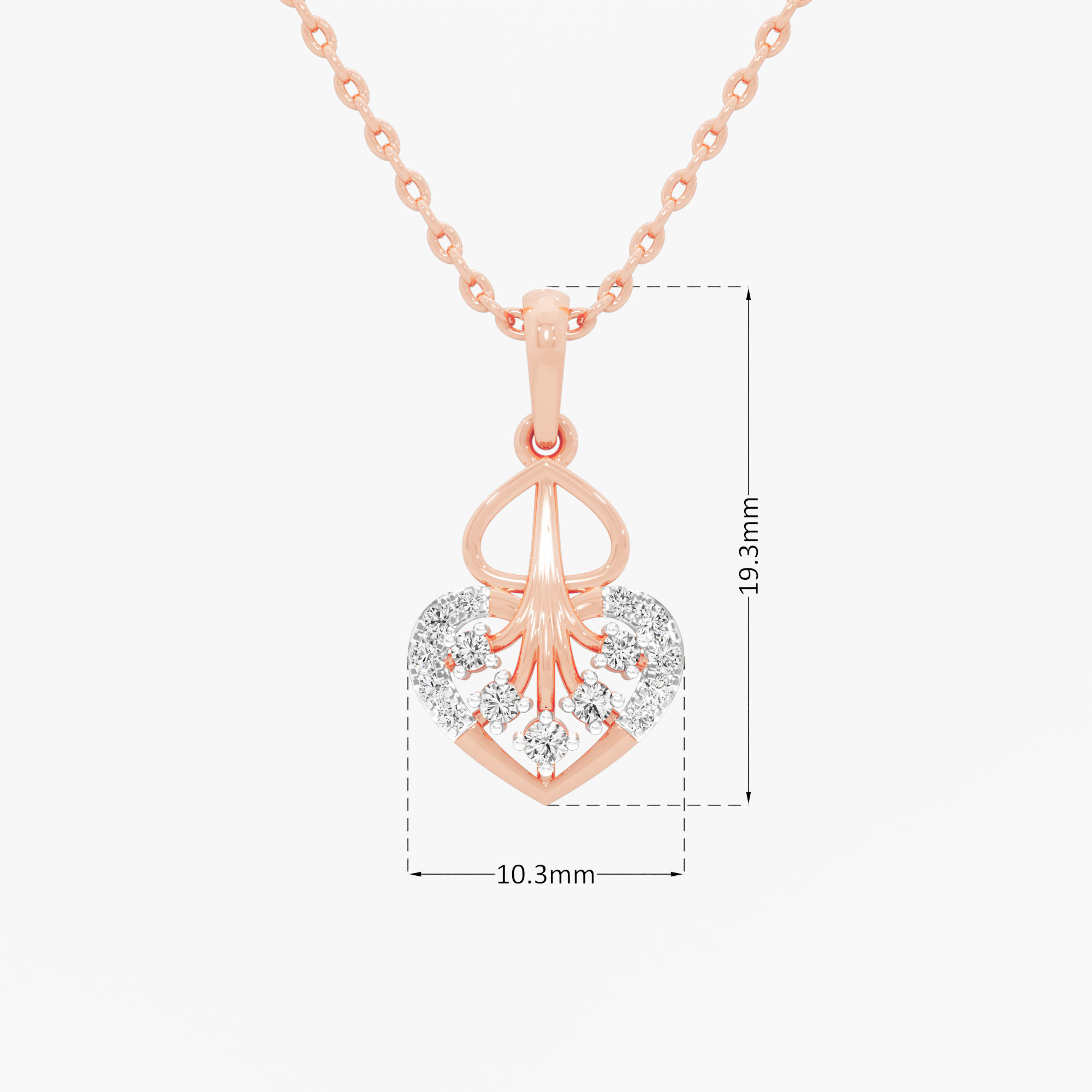 Swirling Heart Charms Pendants | Chain Available Separately in 9KT Rose Gold (Diamond Quality: EF-VVS VS)