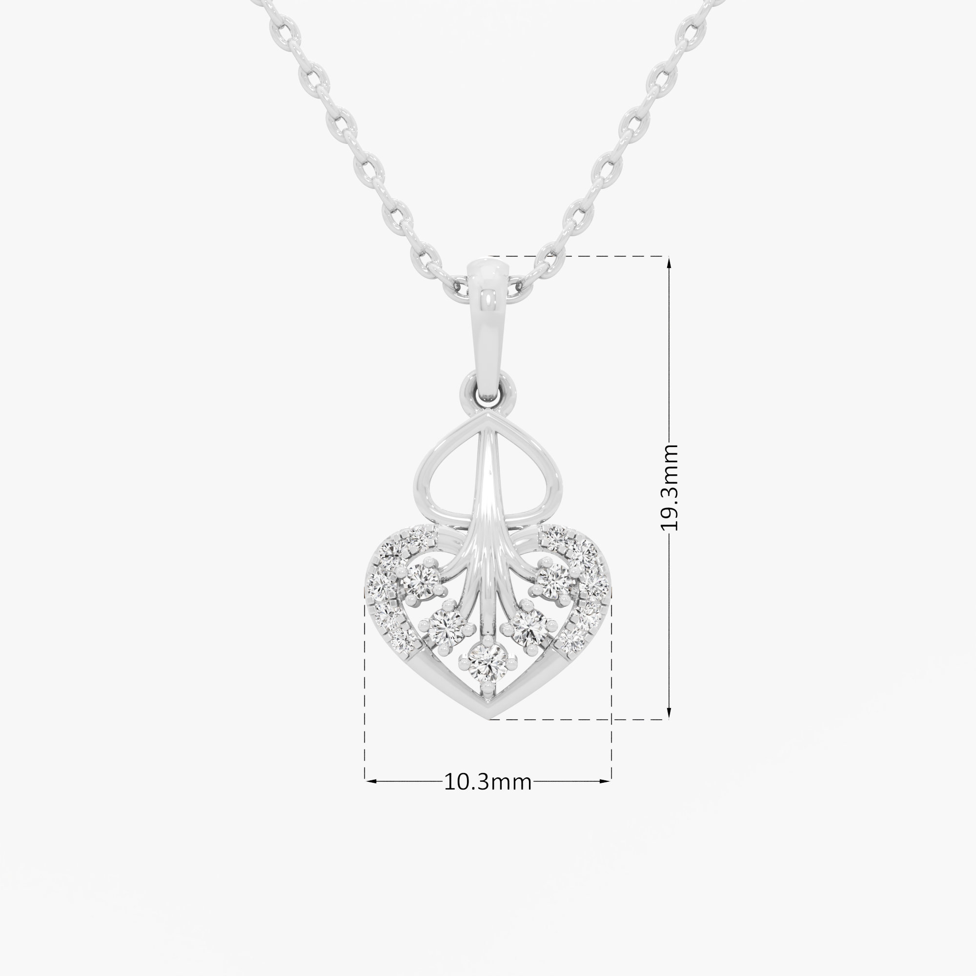 Swirling Heart Charms Pendants | Individual Pendant in 9KT White Gold (Diamond Quality: EF-VVS VS)