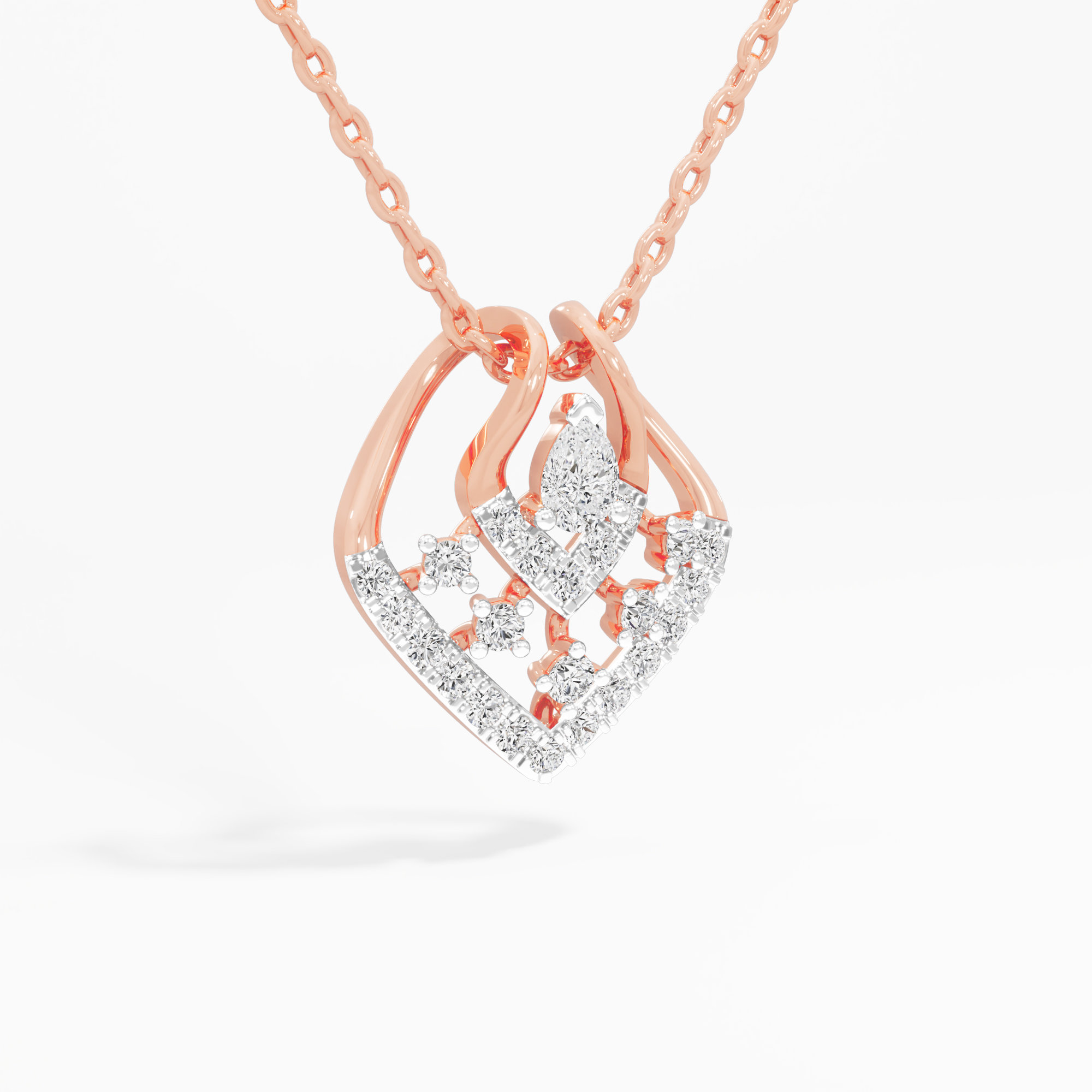 Stellar Embrace Halos Pendants | Individual Pendant in 9KT Rose Gold (Diamond Quality: FG-VVS VS)