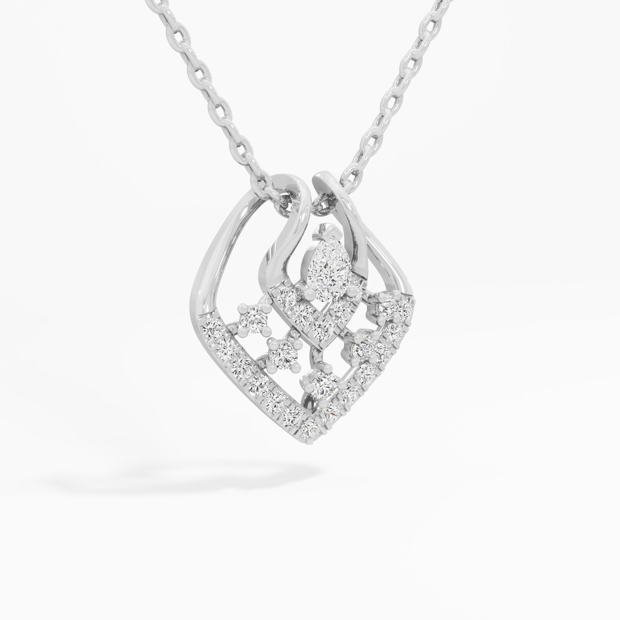 Stellar Embrace Halos Pendants | Standalone Pendant in 9KT White Gold (Diamond Quality: FG-VVS VS)