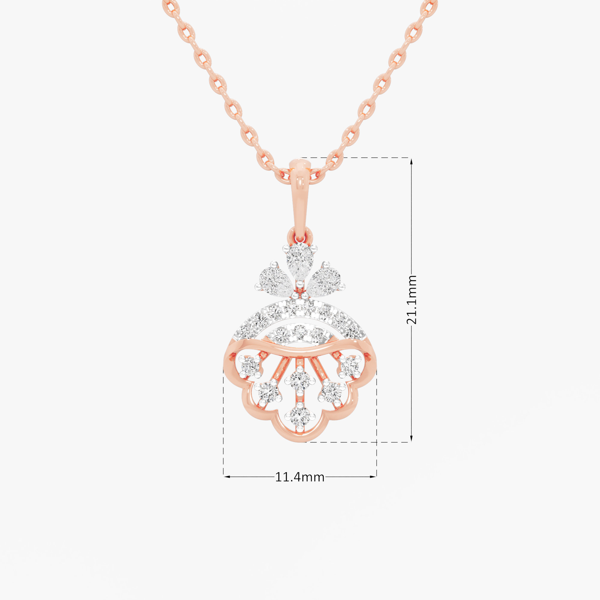 Dewdrop Cascade Drops Pendants | Standalone Pendant in 9KT Rose Gold (Diamond Quality: FG-VVS VS)