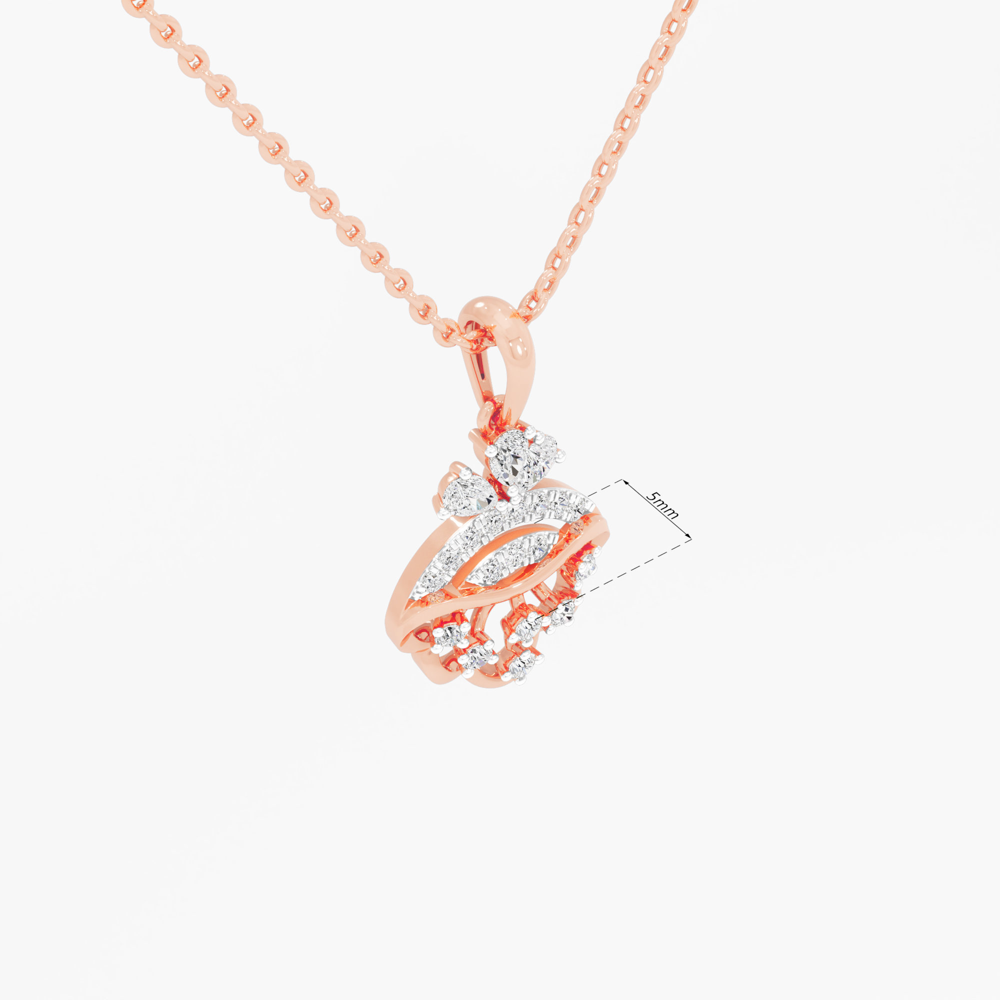 Dewdrop Cascade Drops Pendants | Standalone Pendant in 9KT Rose Gold (Diamond Quality: FG-VVS VS)