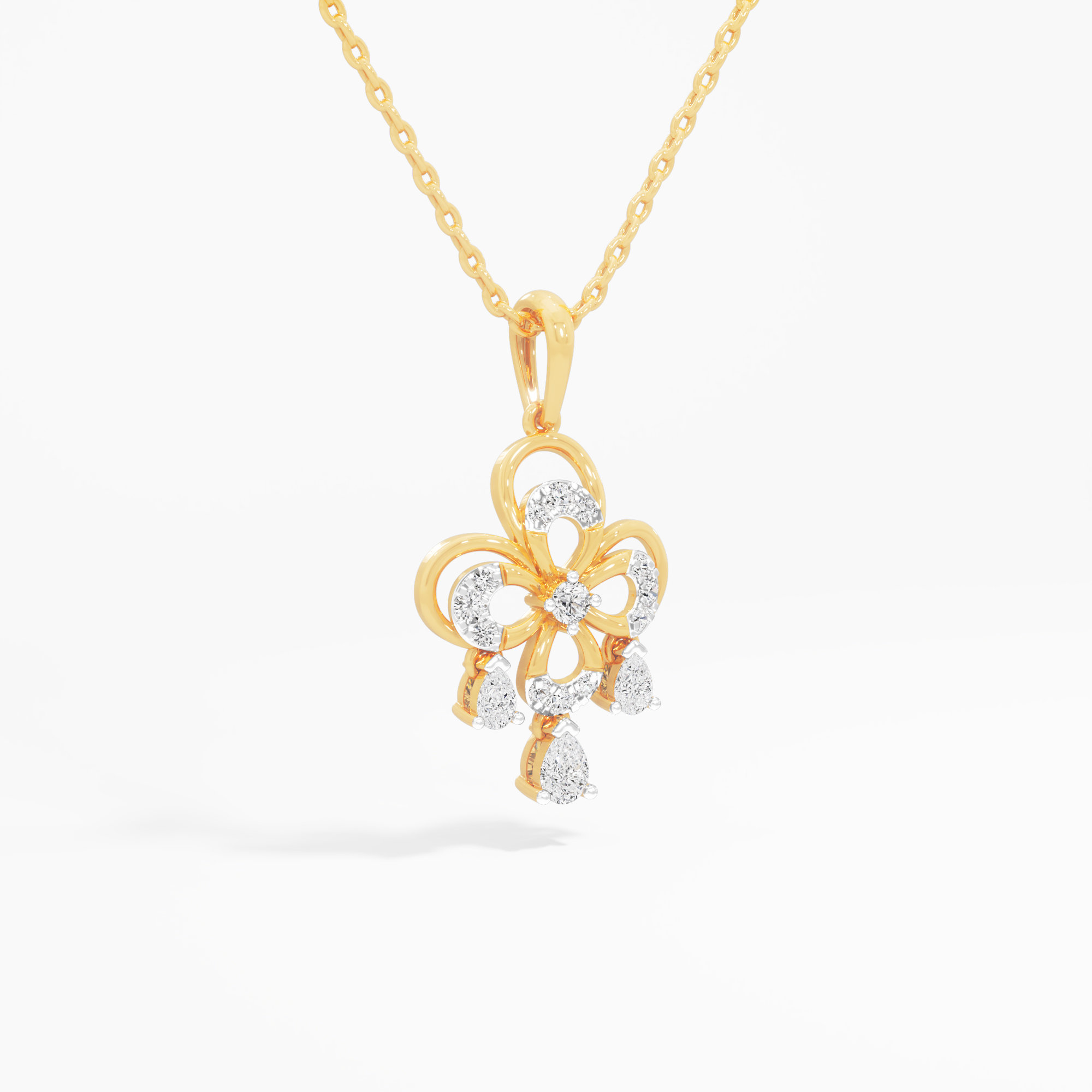 Ethereal Bloom Diamond Pendant | Pendant Only (Chain Sold Separately) in 9KT Yellow Gold (Diamond Quality: FG-VVS VS)