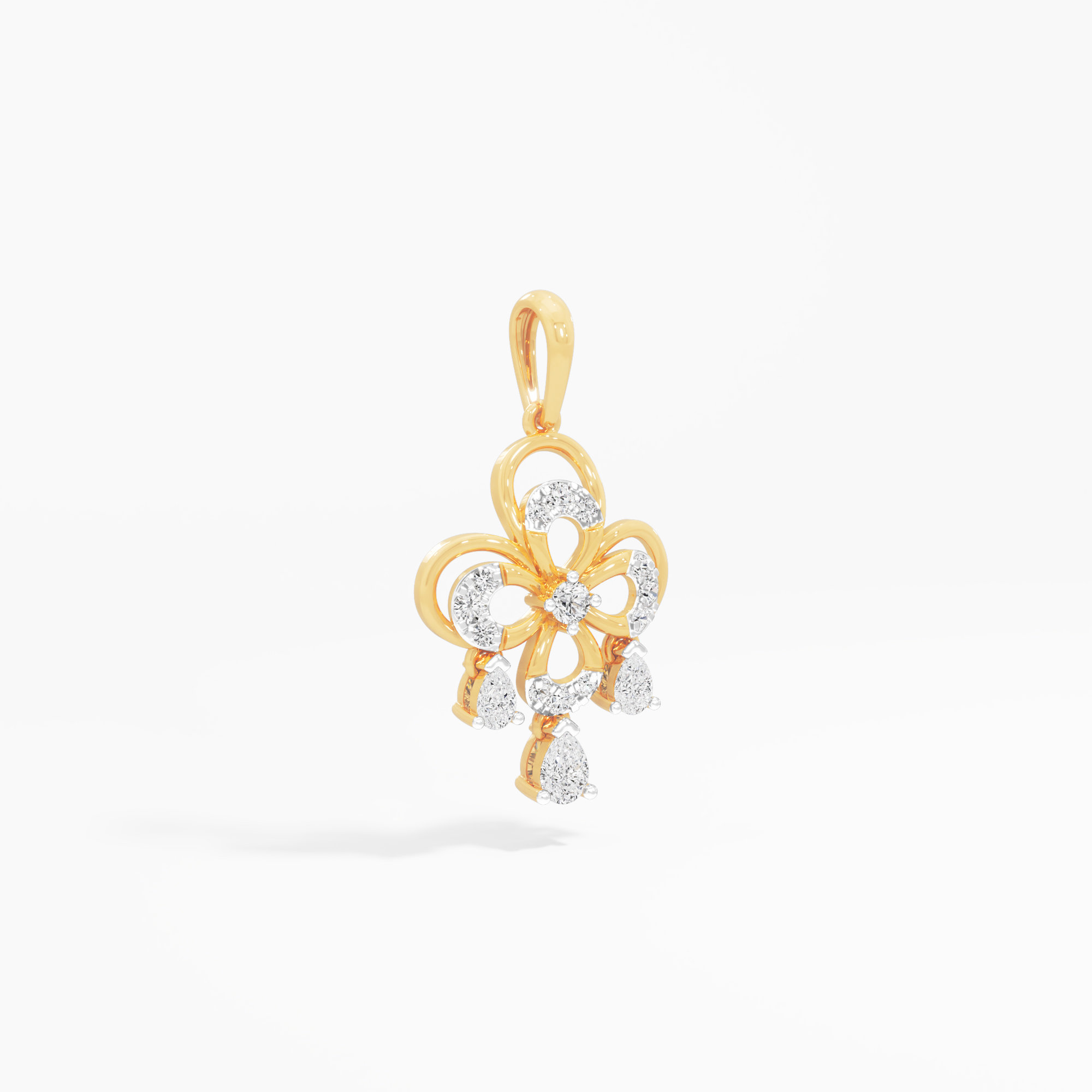 Ethereal Bloom Diamond Pendant | Pendant Only (Chain Sold Separately) in 9KT Yellow Gold (Diamond Quality: FG-VVS VS)
