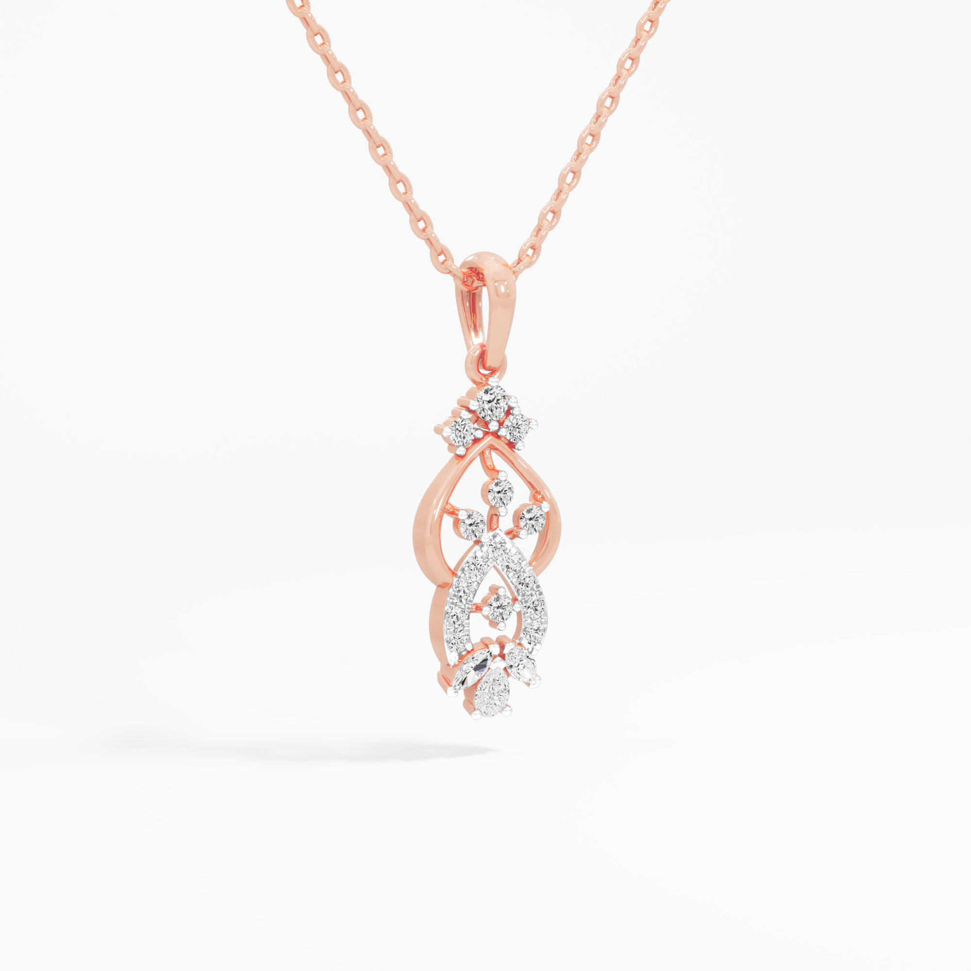 Azure Whisper Drops Pendants | Pendant Only (Chain Sold Separately) in 9KT Rose Gold (Diamond Quality: FG-VVS VS)