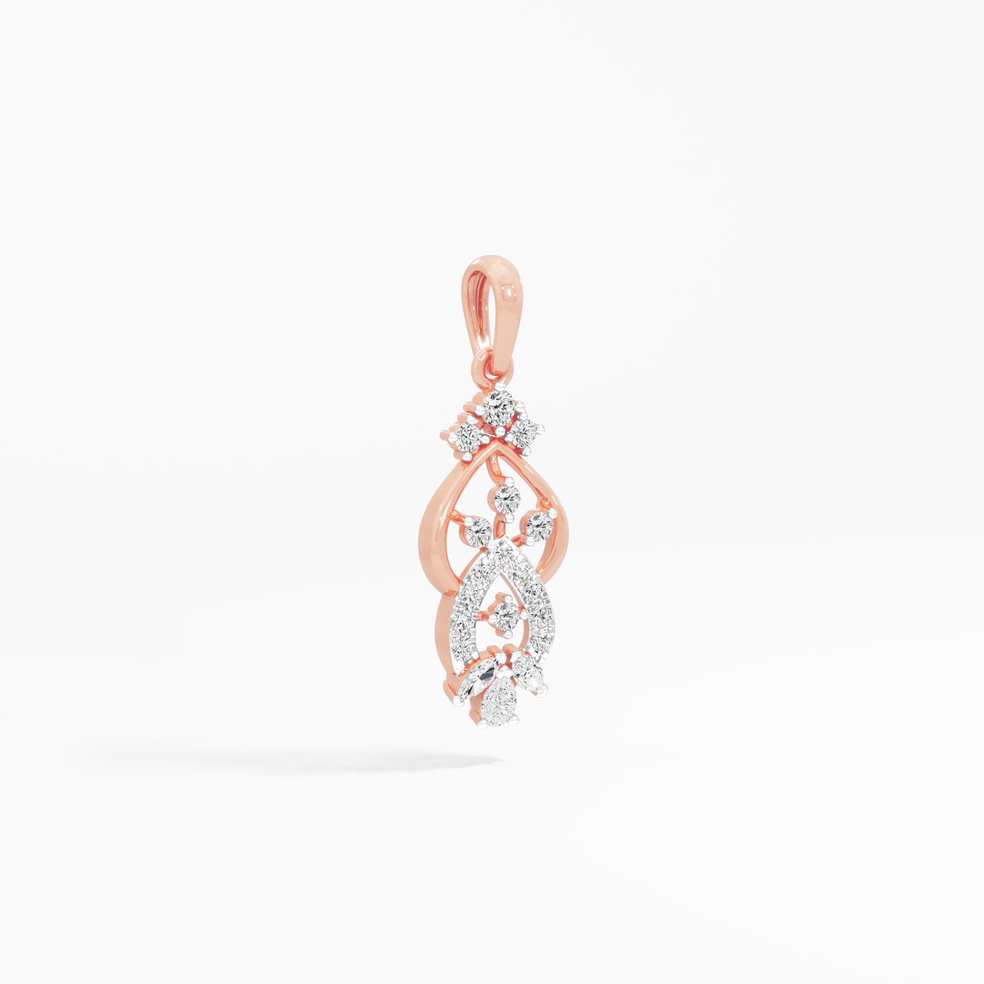 Azure Whisper Drops Pendants | Pendant Only (Chain Sold Separately) in 9KT Rose Gold (Diamond Quality: FG-VVS VS)