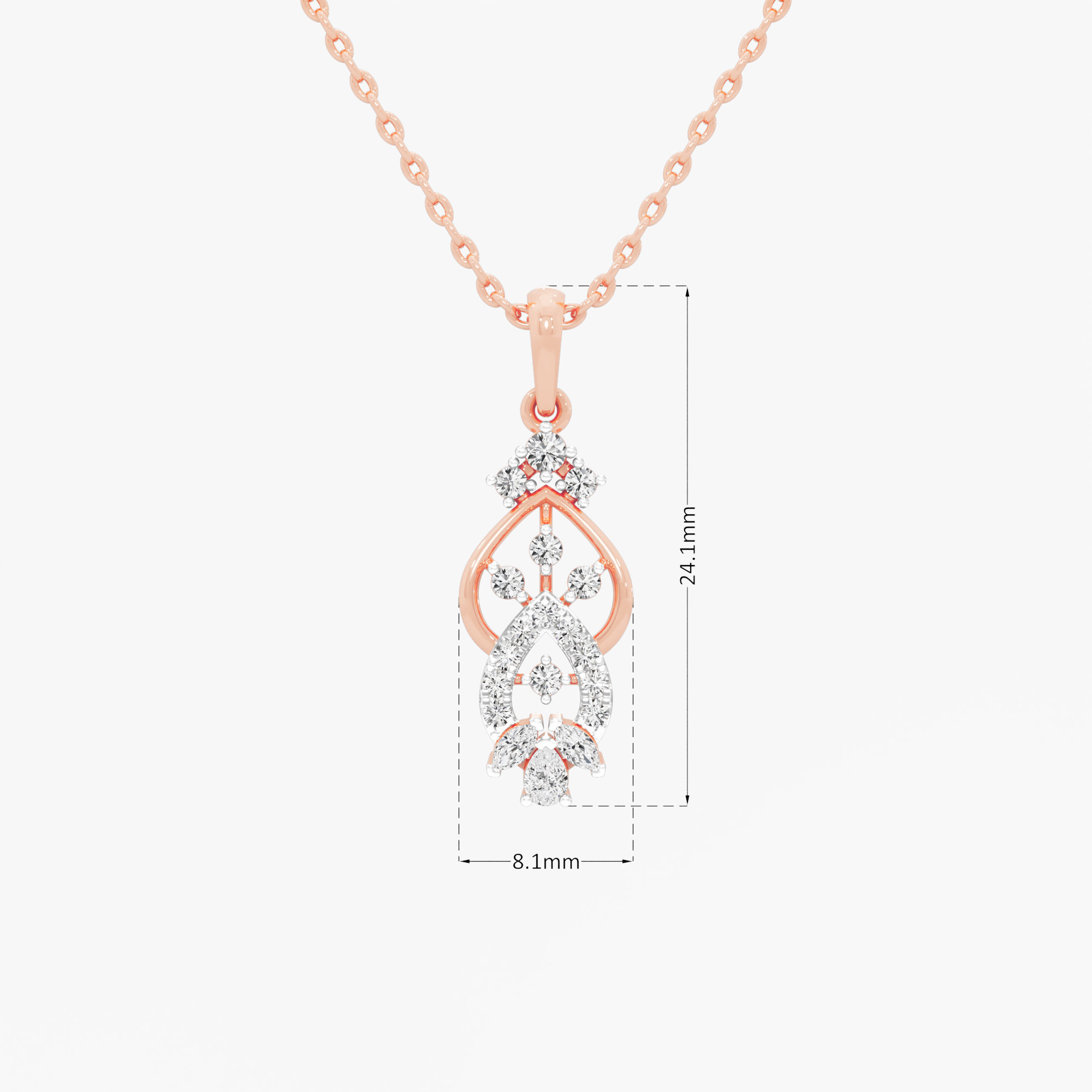 Azure Whisper Drops Pendants | Pendant Only (Chain Sold Separately) in 9KT Rose Gold (Diamond Quality: FG-VVS VS)