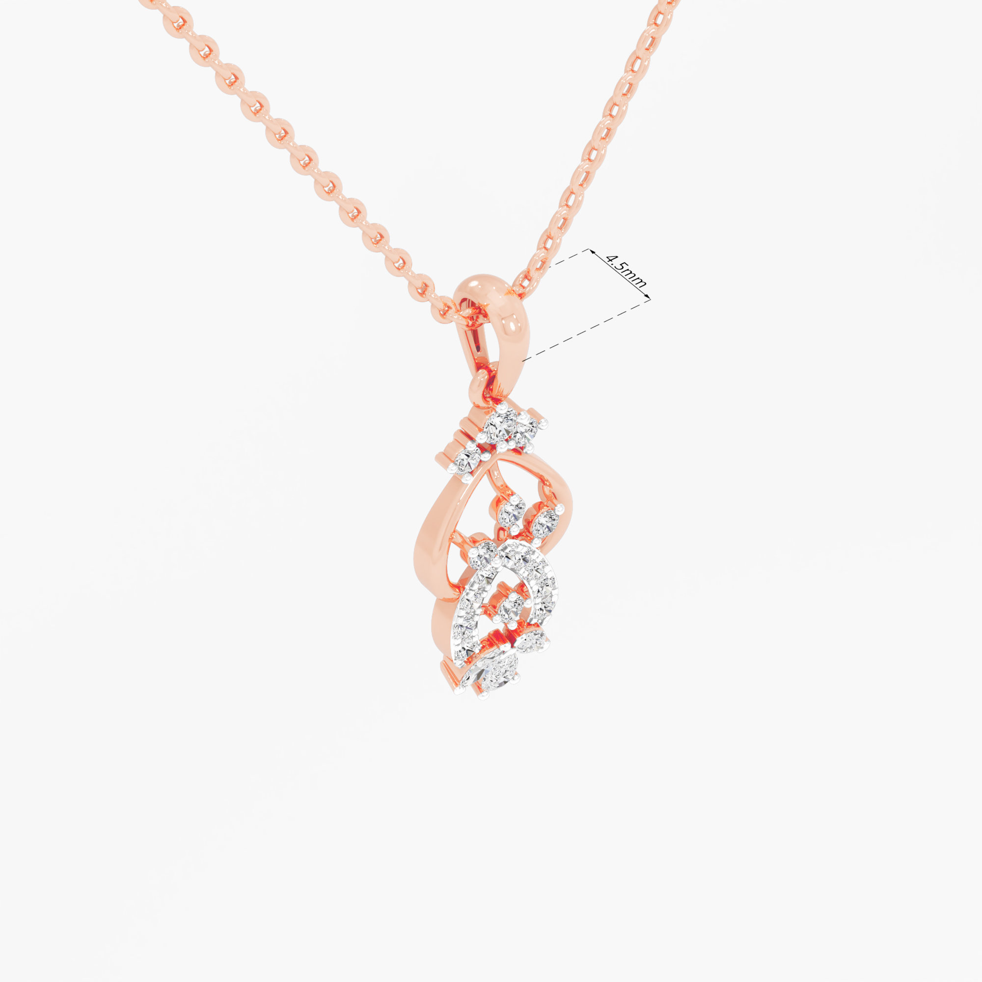 Azure Whisper Drops Pendants | Pendant Only (Chain Sold Separately) in 9KT Rose Gold (Diamond Quality: FG-VVS VS)
