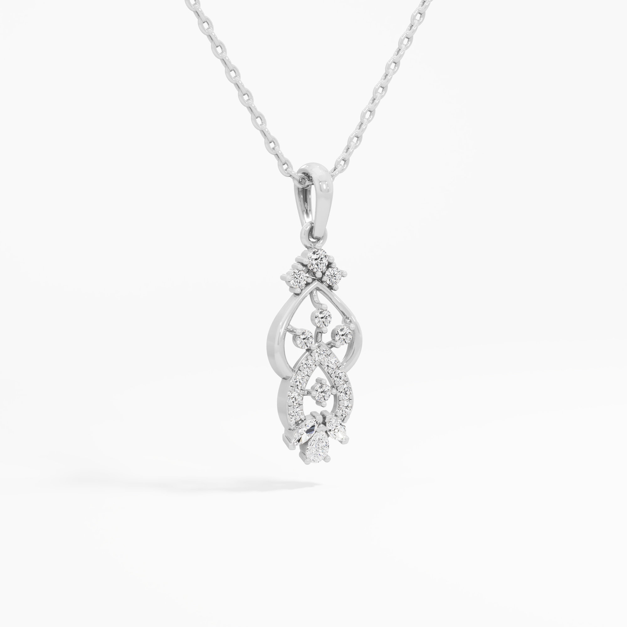 Azure Whisper Drops Pendants | Pendant Only (Chain Sold Separately) in 9KT White Gold (Diamond Quality: FG-VVS VS)