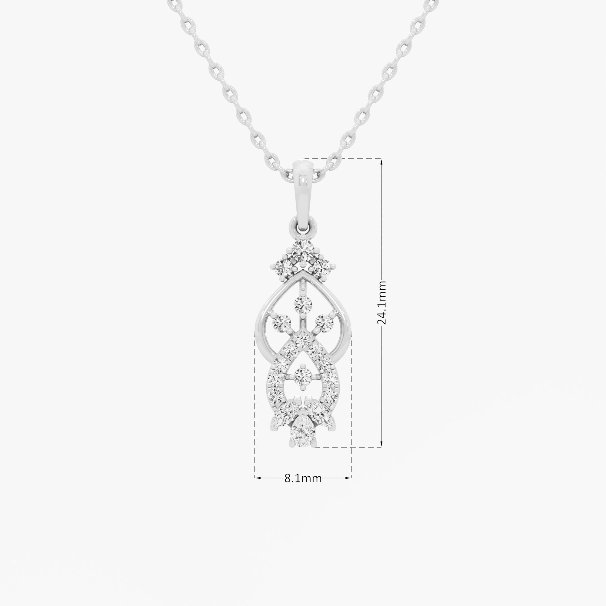 Azure Whisper Drops Pendants | Pendant Only (Chain Sold Separately) in 9KT White Gold (Diamond Quality: FG-VVS VS)