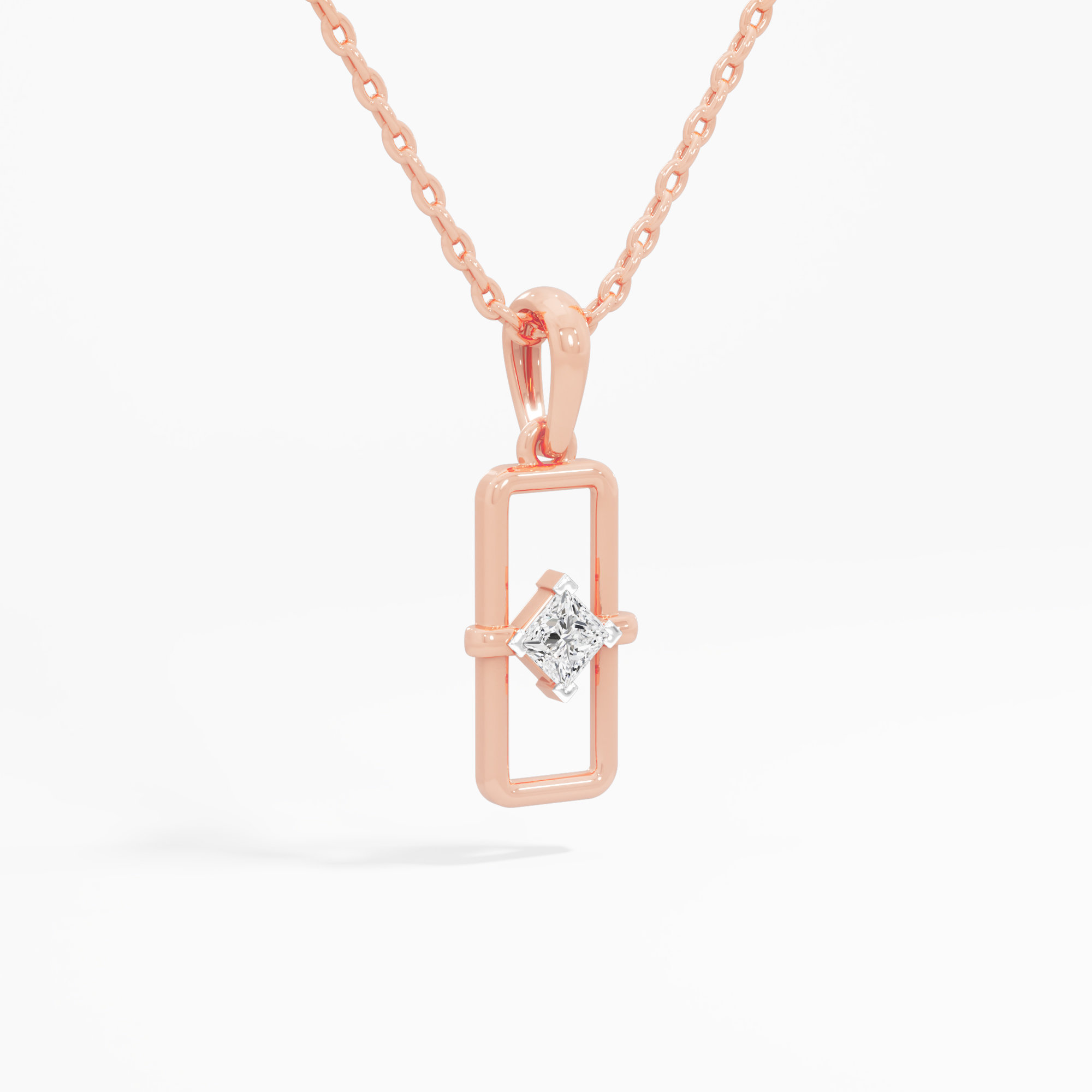 Radiant Enclosure Charms Pendants | Individual Pendant in 9KT Rose Gold (Diamond Quality: FG-VVS VS)