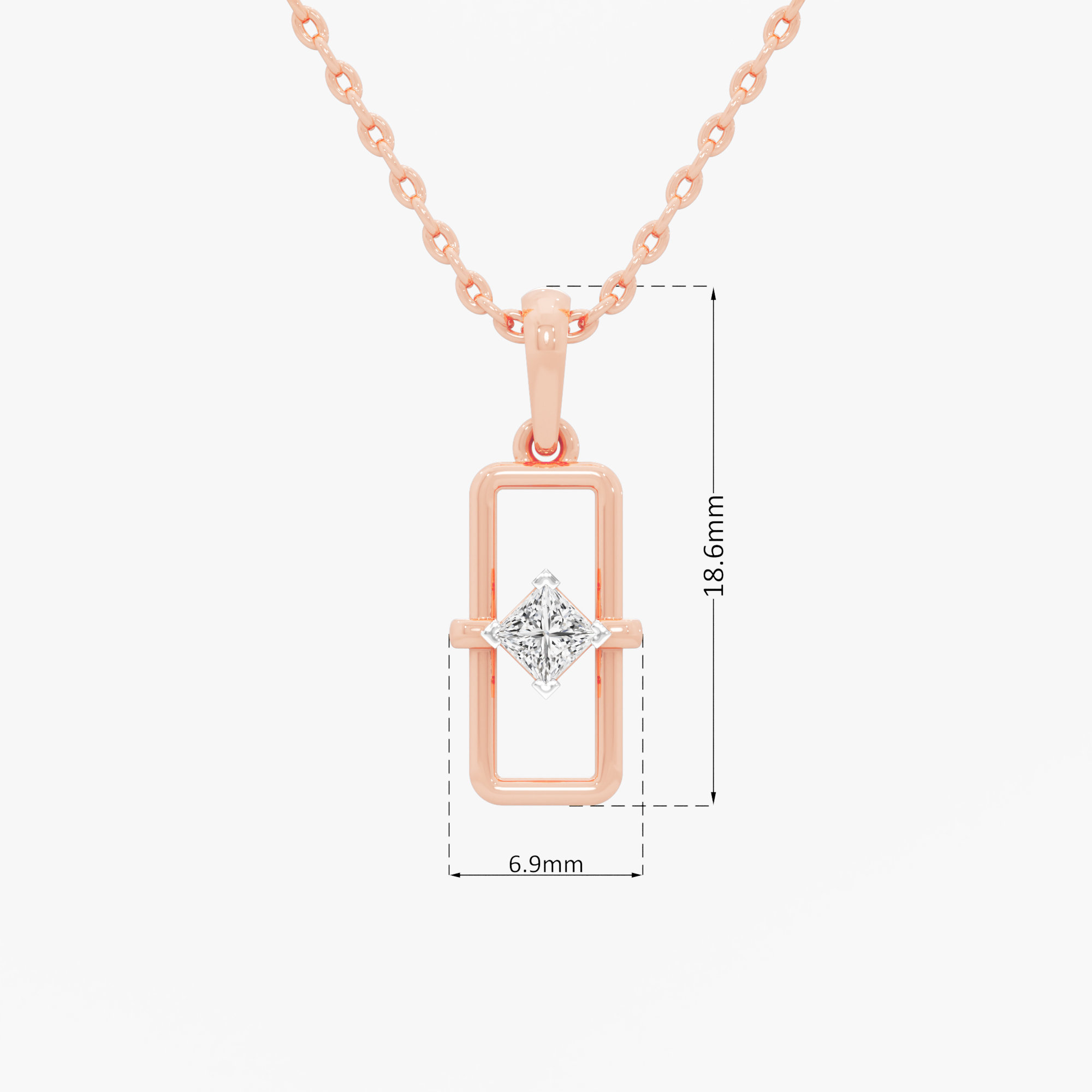 Radiant Enclosure Charms Pendants | Individual Pendant in 9KT Rose Gold (Diamond Quality: FG-VVS VS)