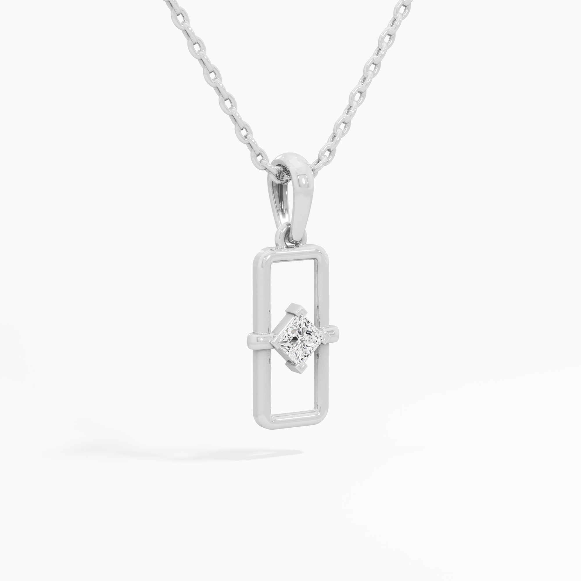 Radiant Enclosure Charms Pendants | Standalone Pendant in 9KT White Gold (Diamond Quality: FG-VVS VS)