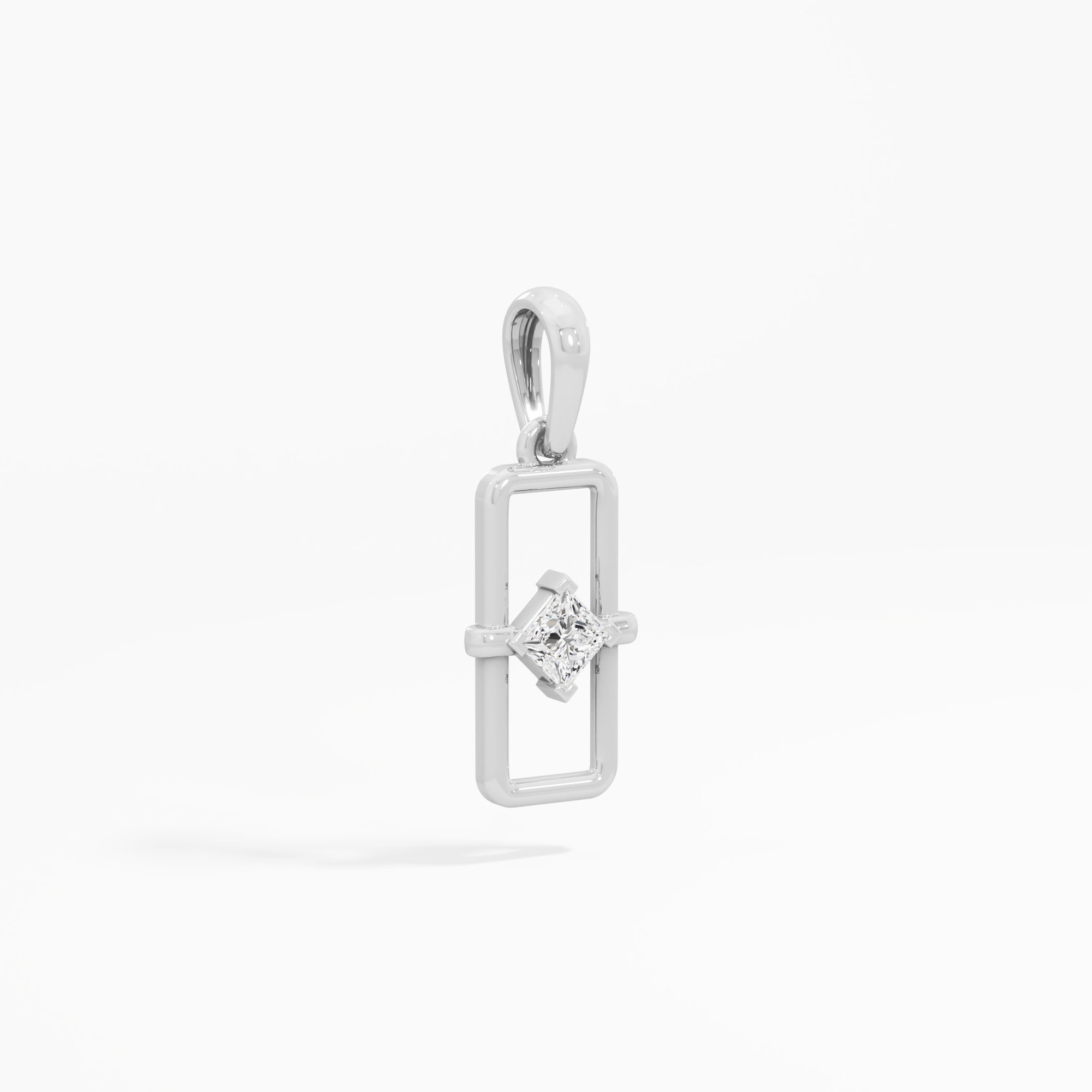 Radiant Enclosure Charms Pendants | Standalone Pendant in 9KT White Gold (Diamond Quality: FG-VVS VS)