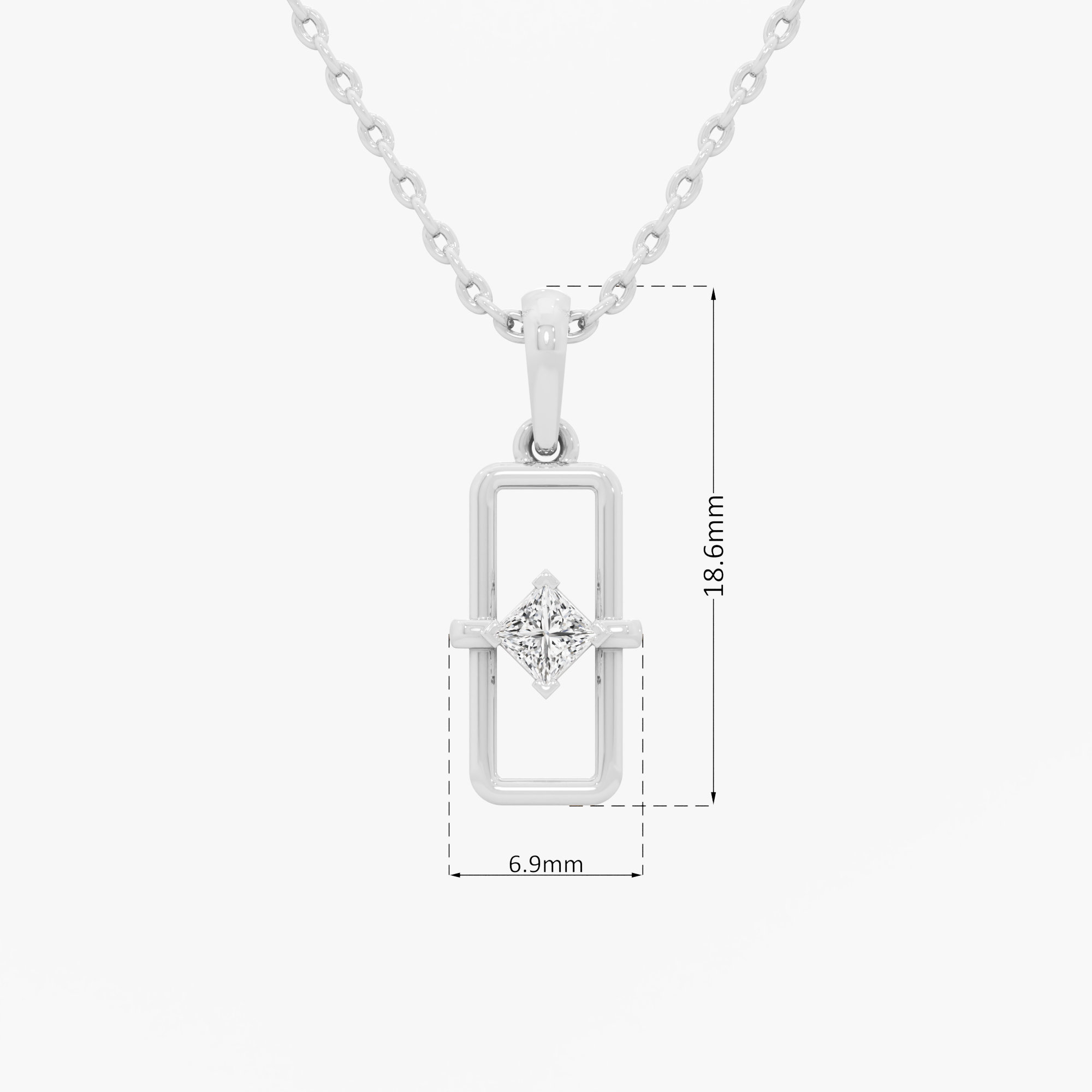 Radiant Enclosure Charms Pendants | Standalone Pendant in 9KT White Gold (Diamond Quality: FG-VVS VS)