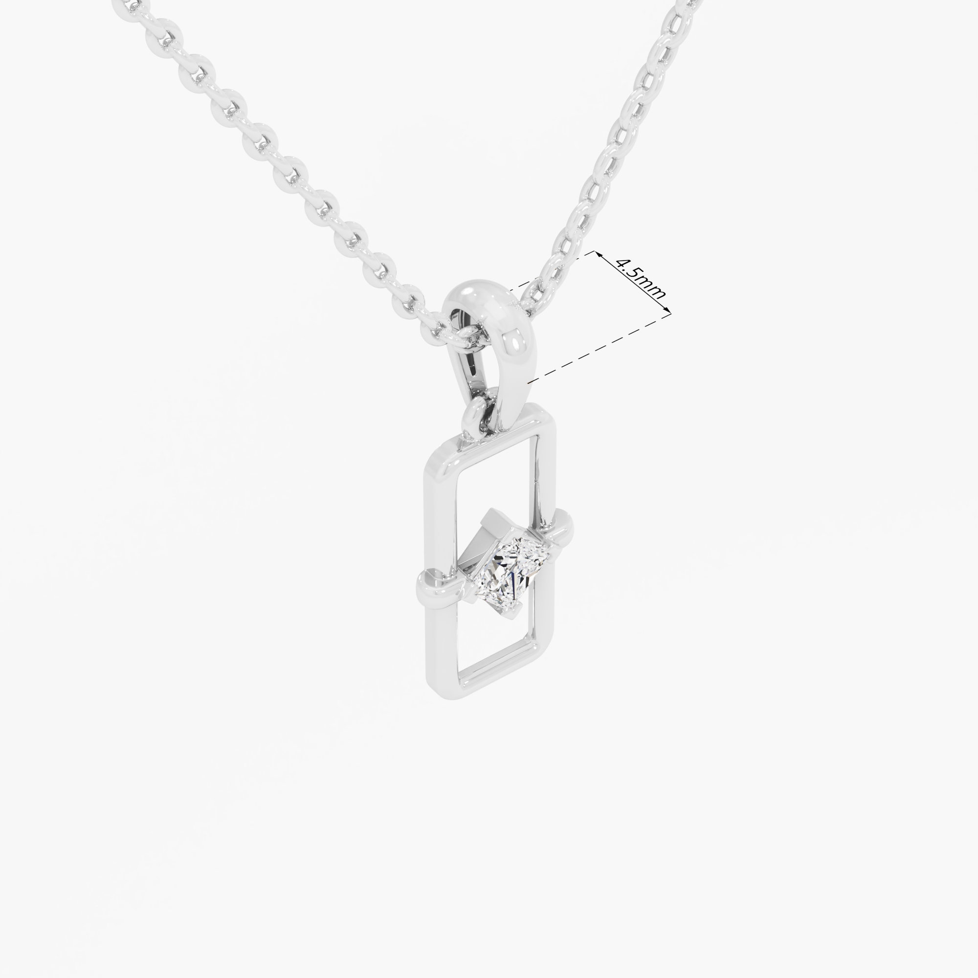 Radiant Enclosure Charms Pendants | Standalone Pendant in 9KT White Gold (Diamond Quality: FG-VVS VS)