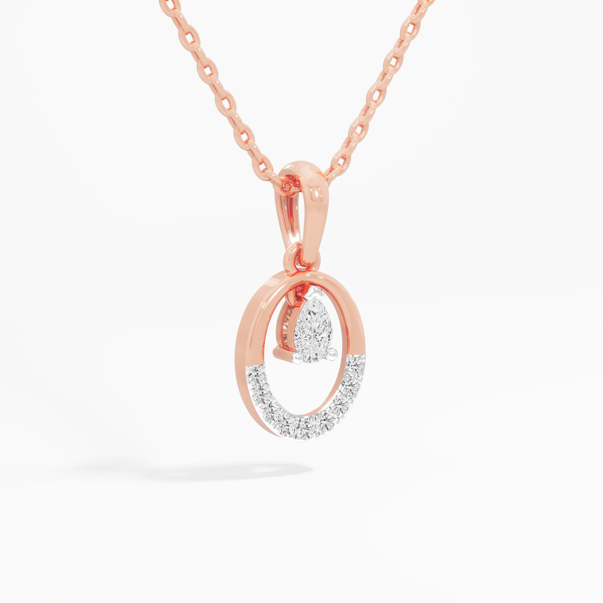 Graceful Orbit Halos Pendants | Standalone Pendant in 9KT Rose Gold (Diamond Quality: FG-VVS VS)