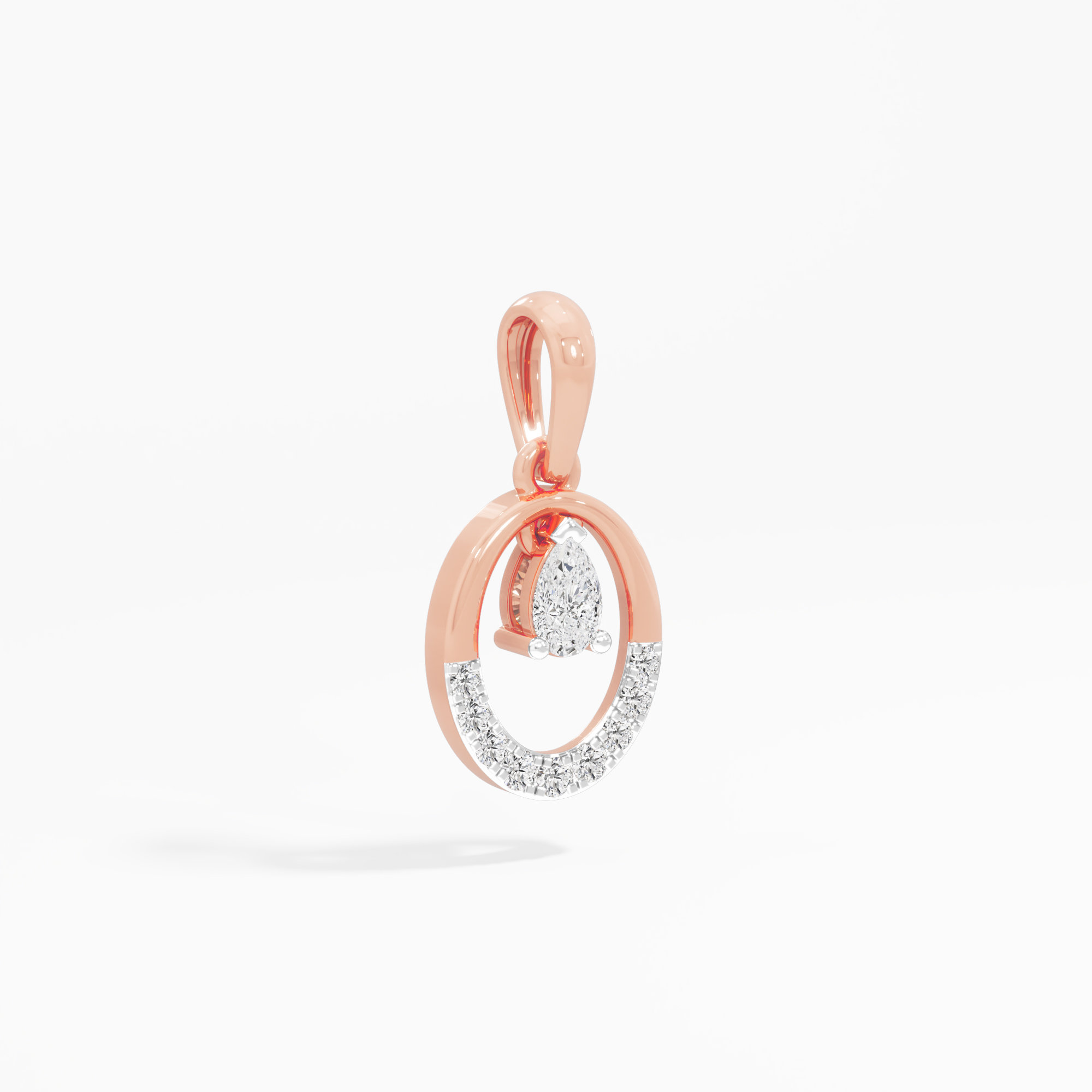 Graceful Orbit Halos Pendants | Standalone Pendant in 9KT Rose Gold (Diamond Quality: FG-VVS VS)