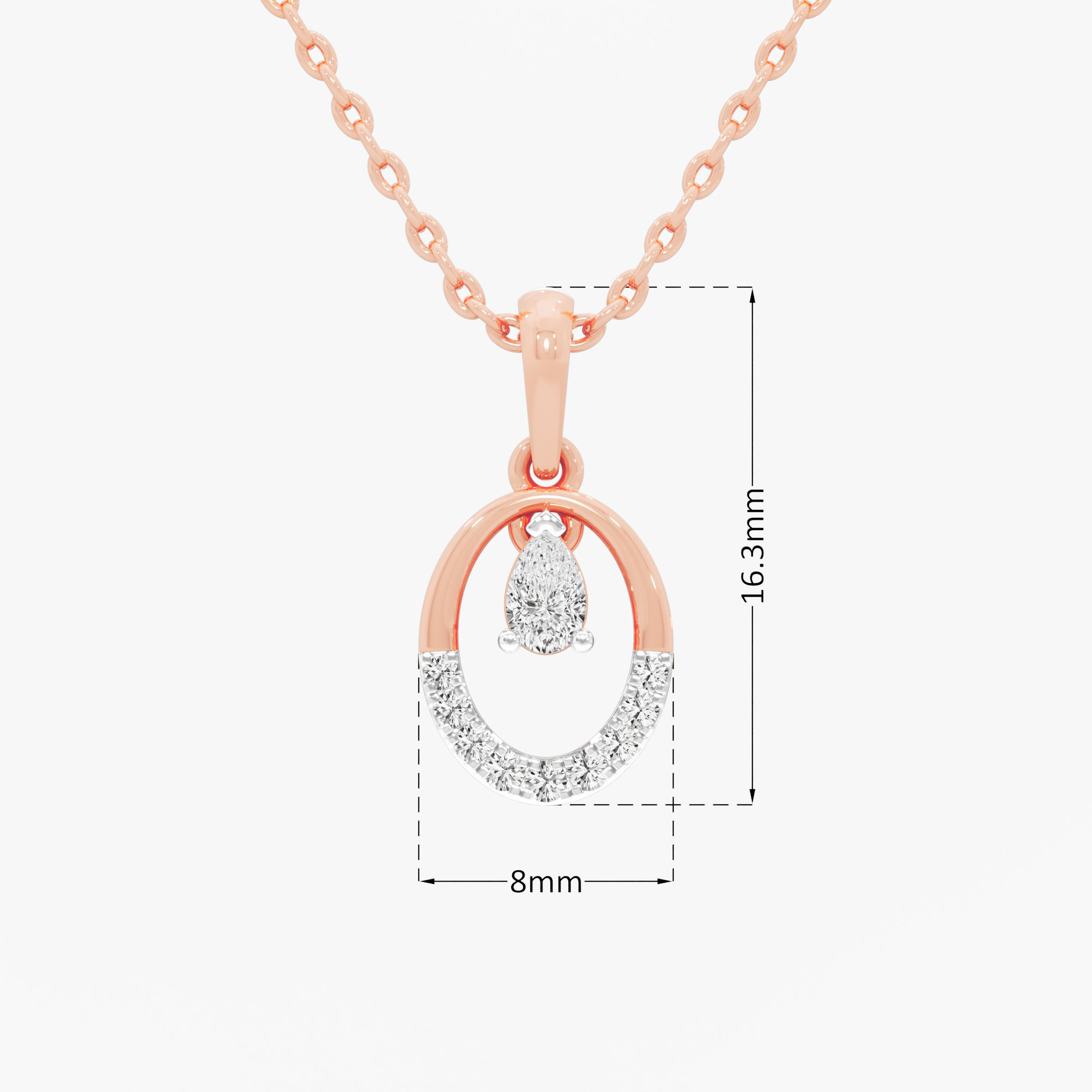 Graceful Orbit Halos Pendants | Standalone Pendant in 9KT Rose Gold (Diamond Quality: FG-VVS VS)