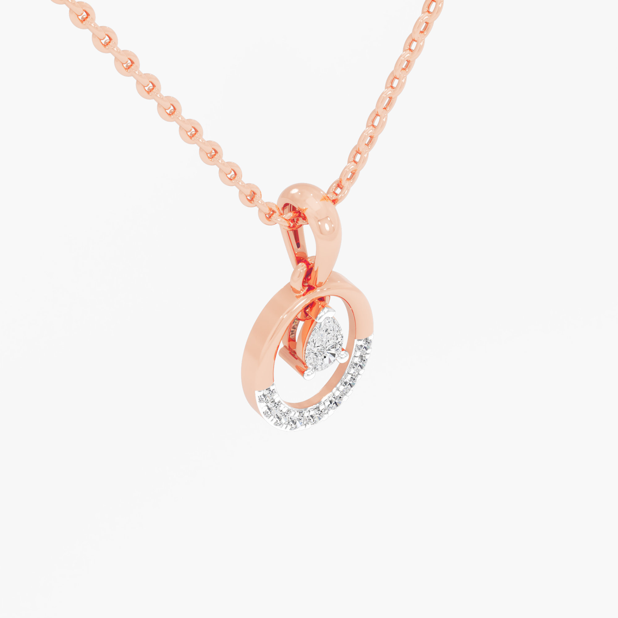 Graceful Orbit Halos Pendants | Standalone Pendant in 9KT Rose Gold (Diamond Quality: FG-VVS VS)
