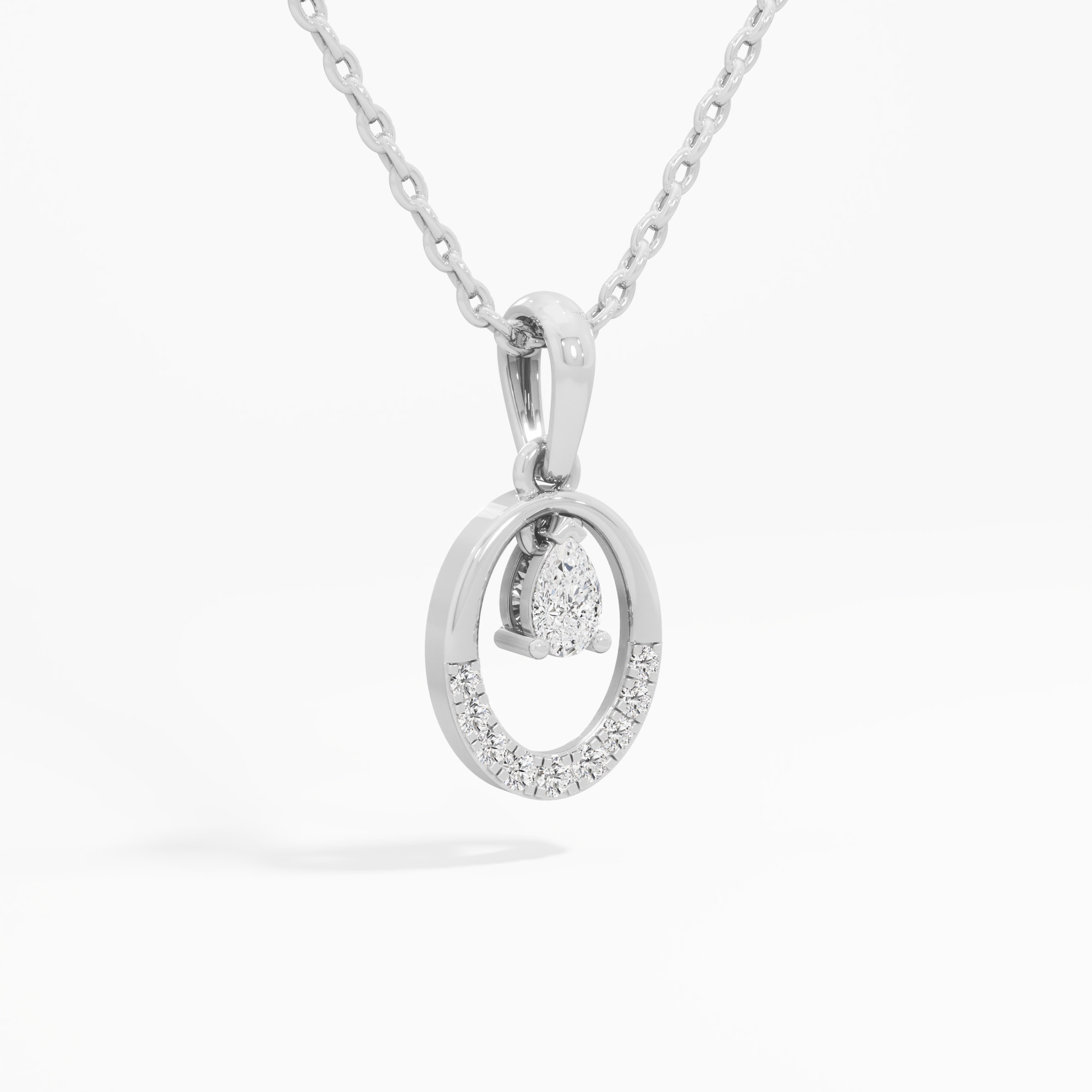Graceful Orbit Halos Pendants | Individual Pendant in 9KT White Gold (Diamond Quality: FG-VVS VS)