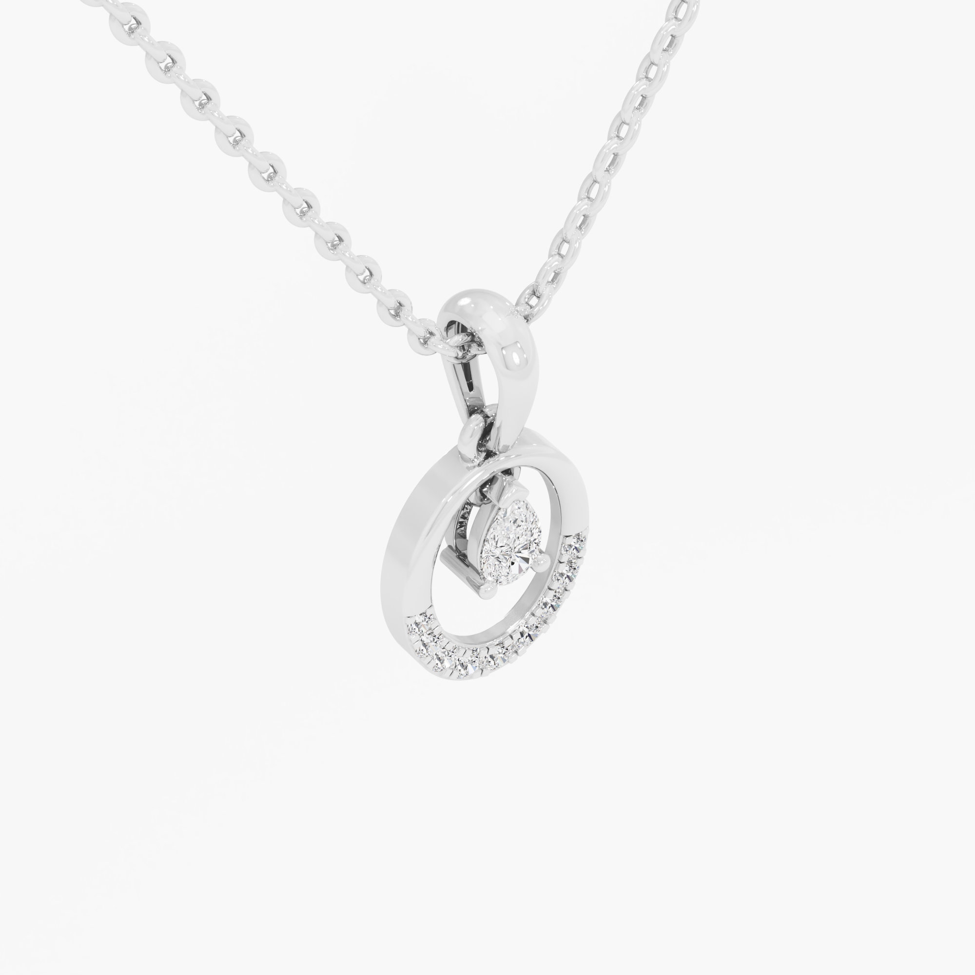 Graceful Orbit Halos Pendants | Individual Pendant in 9KT White Gold (Diamond Quality: FG-VVS VS)