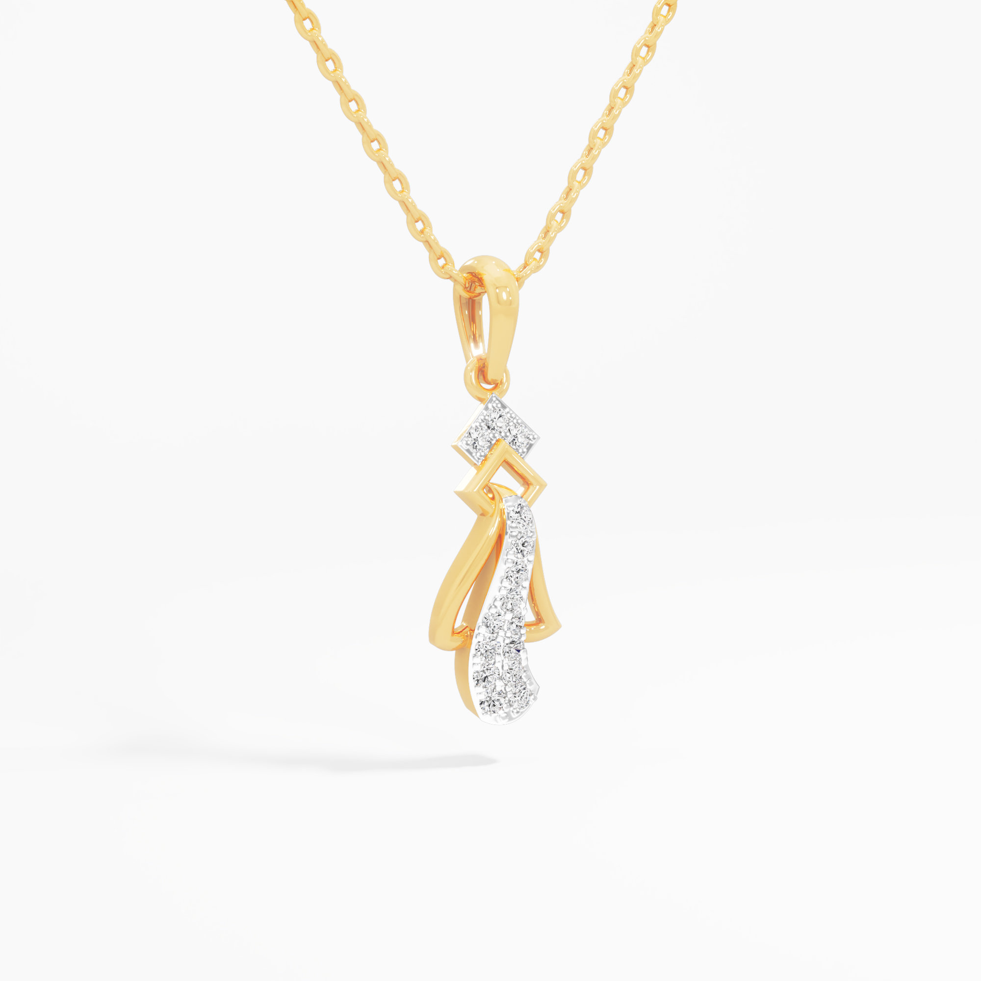 Prism Drop Diamond Pendant | Chain Available Separately in 9KT Yellow Gold (Diamond Quality: FG-VVS VS)