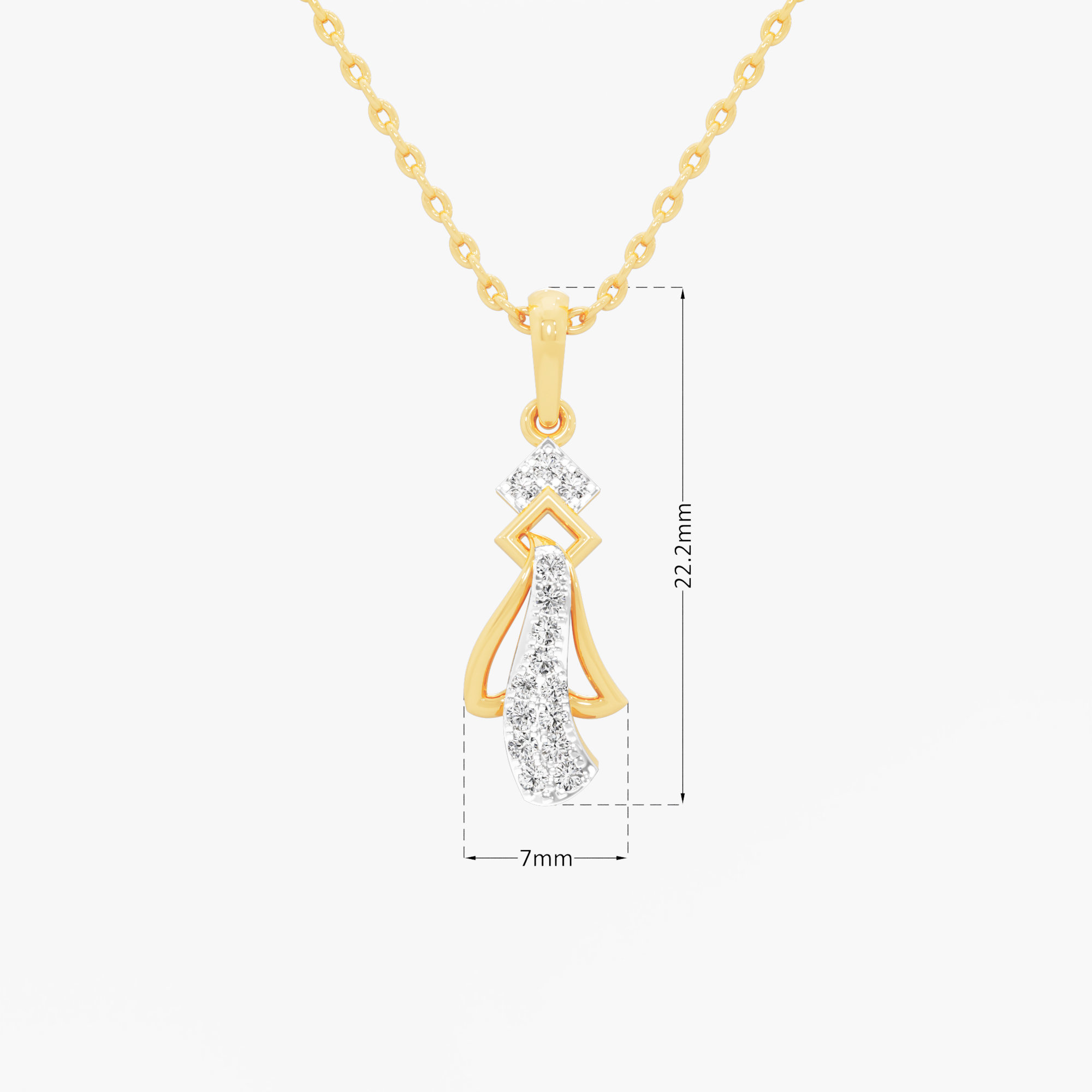 Prism Drop Diamond Pendant | Chain Available Separately in 9KT Yellow Gold (Diamond Quality: FG-VVS VS)