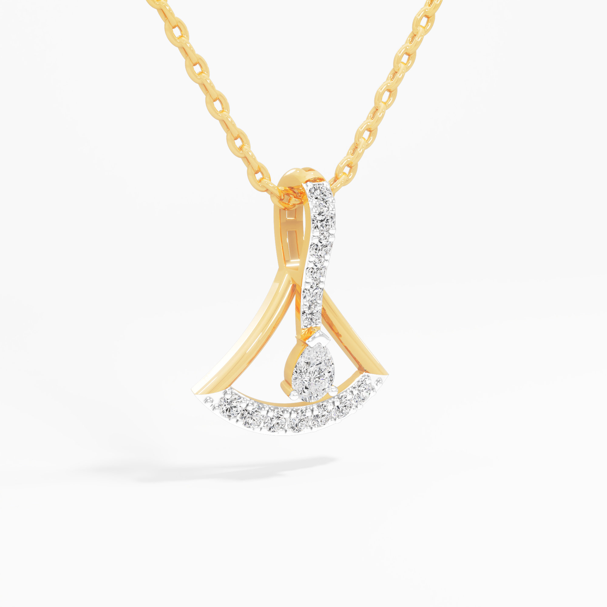 Chandelier Arc Diamond Pendant | Chain Available Separately in 9KT Yellow Gold (Diamond Quality: FG-VVS VS)