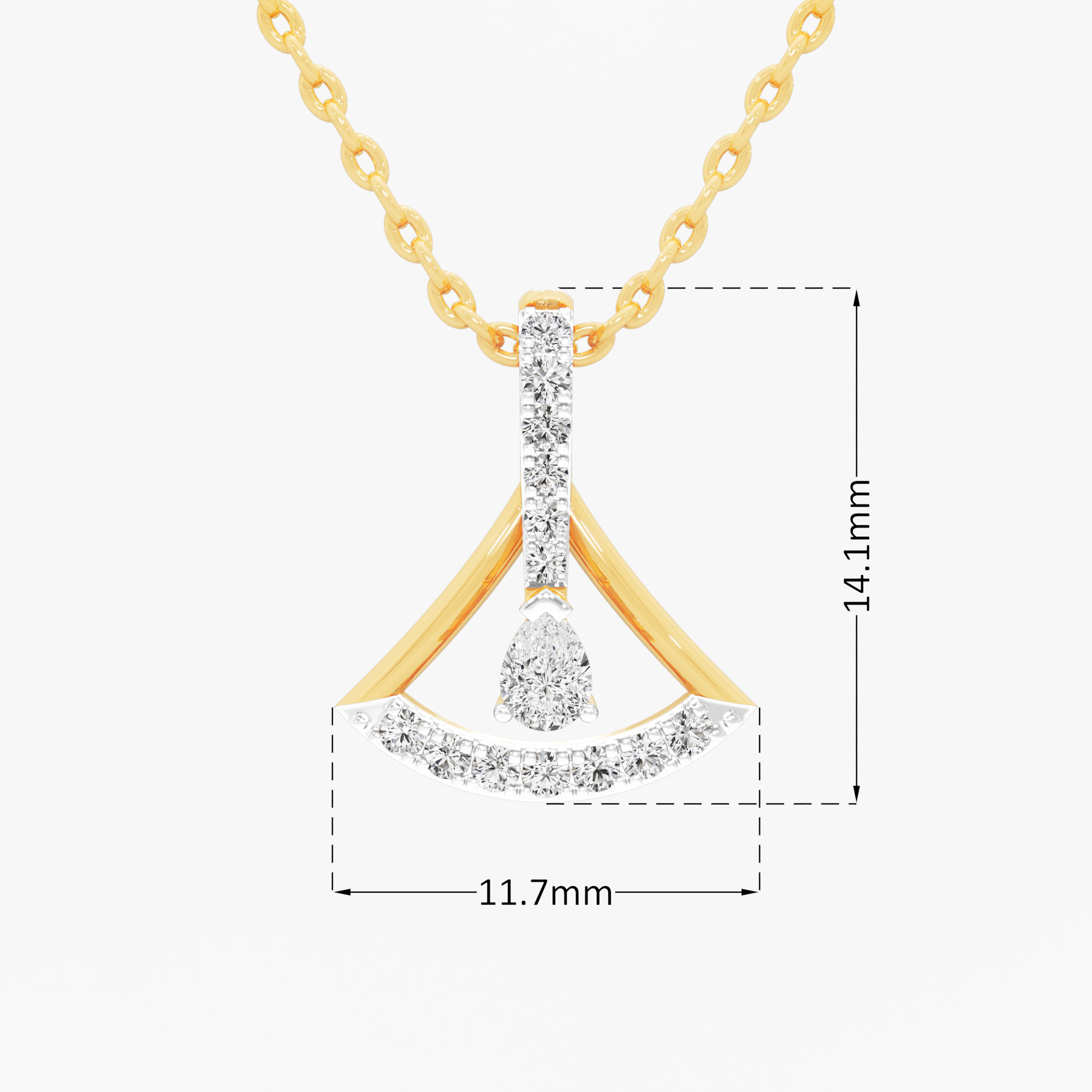 Chandelier Arc Diamond Pendant | Chain Available Separately in 9KT Yellow Gold (Diamond Quality: FG-VVS VS)