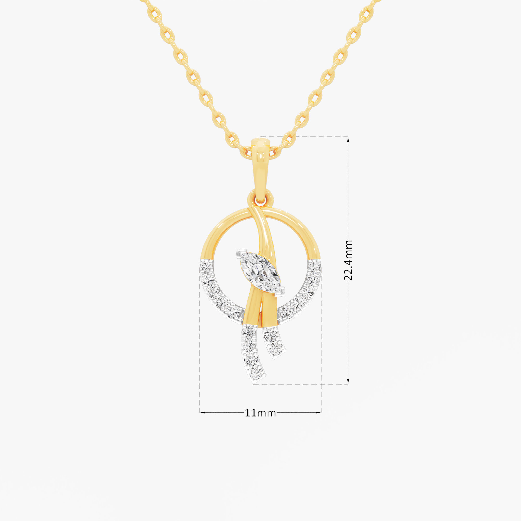 Circle of Light Diamond Pendant | Chain Available Separately in 9KT Yellow Gold (Diamond Quality: FG-VVS VS)