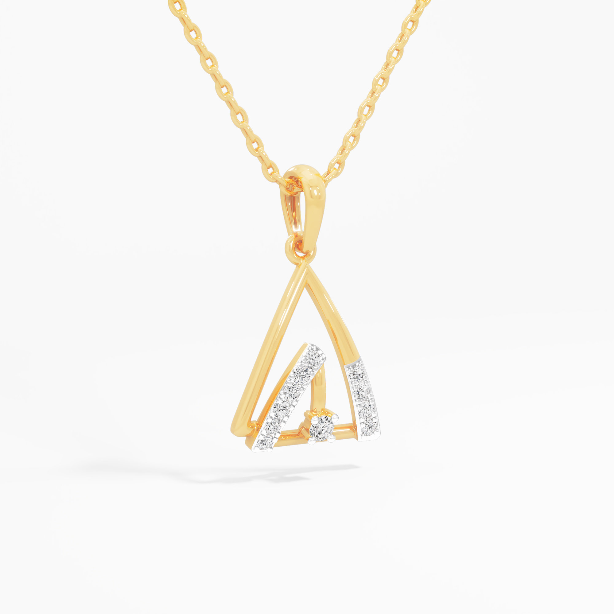 Twin Peak Diamond Pendant | Chain Available Separately in 9KT Yellow Gold (Diamond Quality: FG-VVS VS)