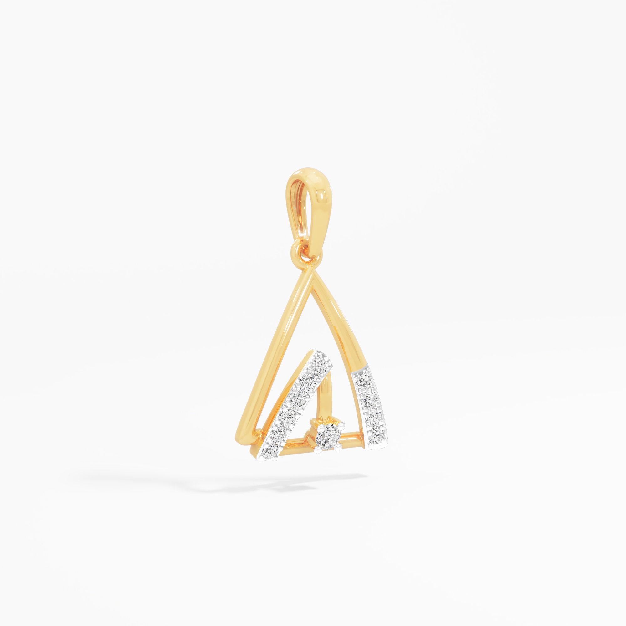 Twin Peak Diamond Pendant | Chain Available Separately in 9KT Yellow Gold (Diamond Quality: FG-VVS VS)