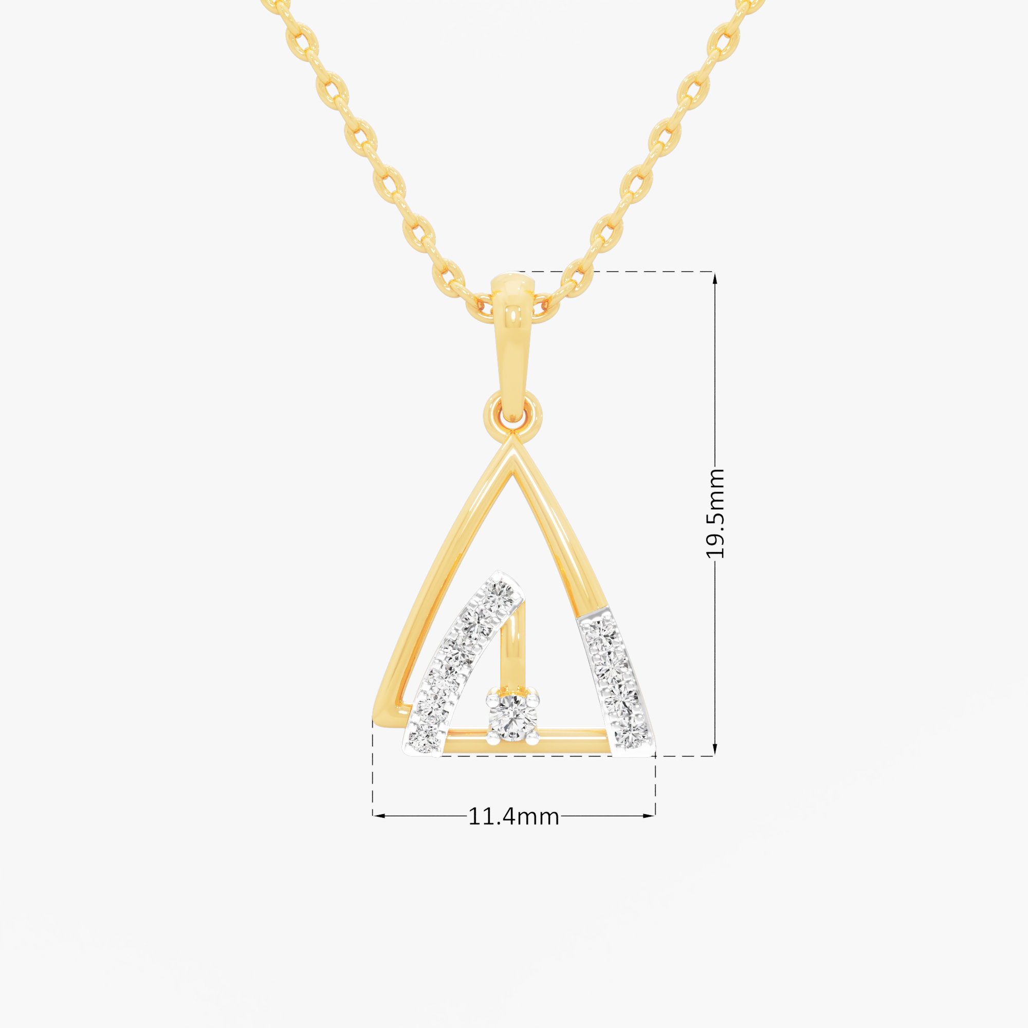 Twin Peak Diamond Pendant | Chain Available Separately in 9KT Yellow Gold (Diamond Quality: FG-VVS VS)