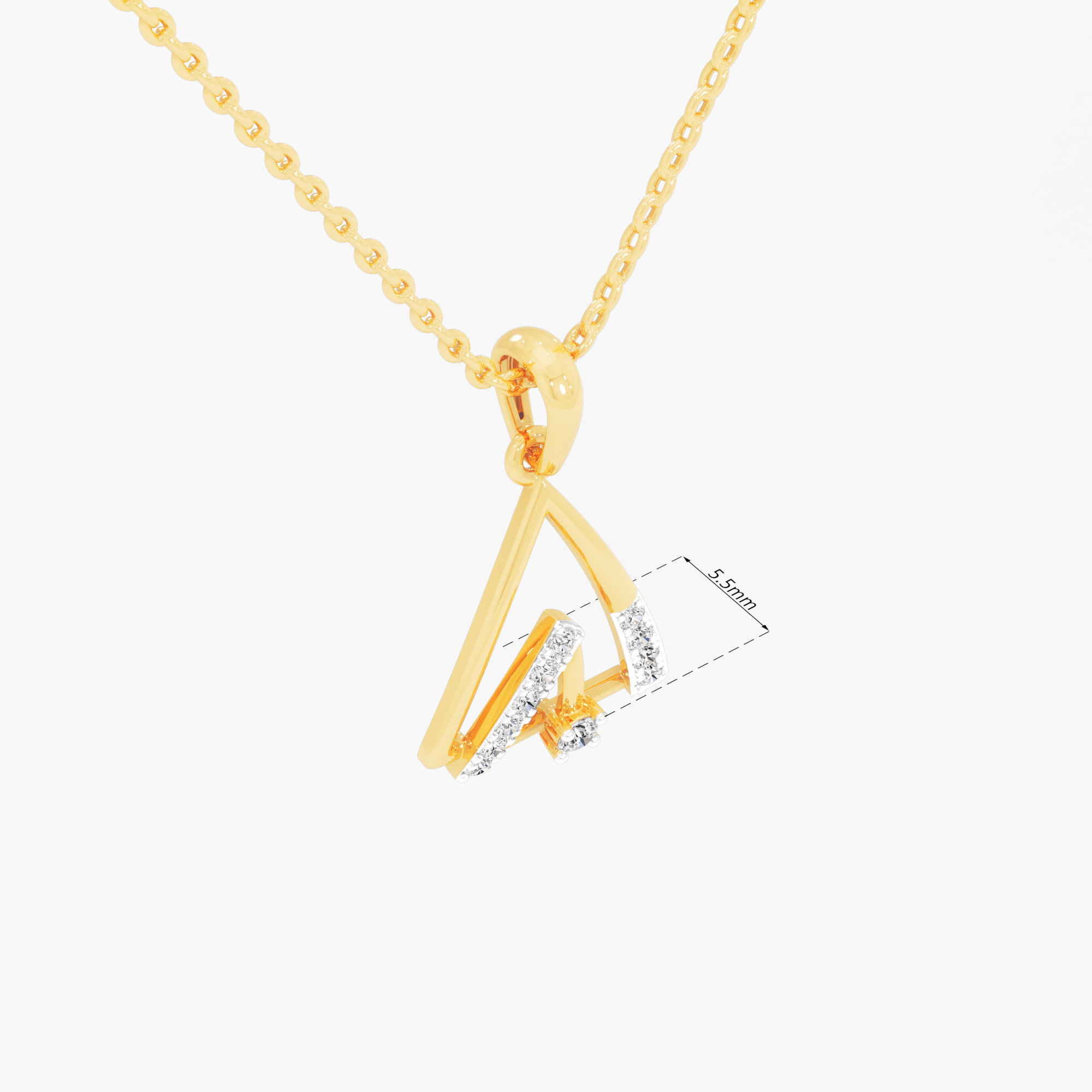 Twin Peak Diamond Pendant | Chain Available Separately in 9KT Yellow Gold (Diamond Quality: FG-VVS VS)