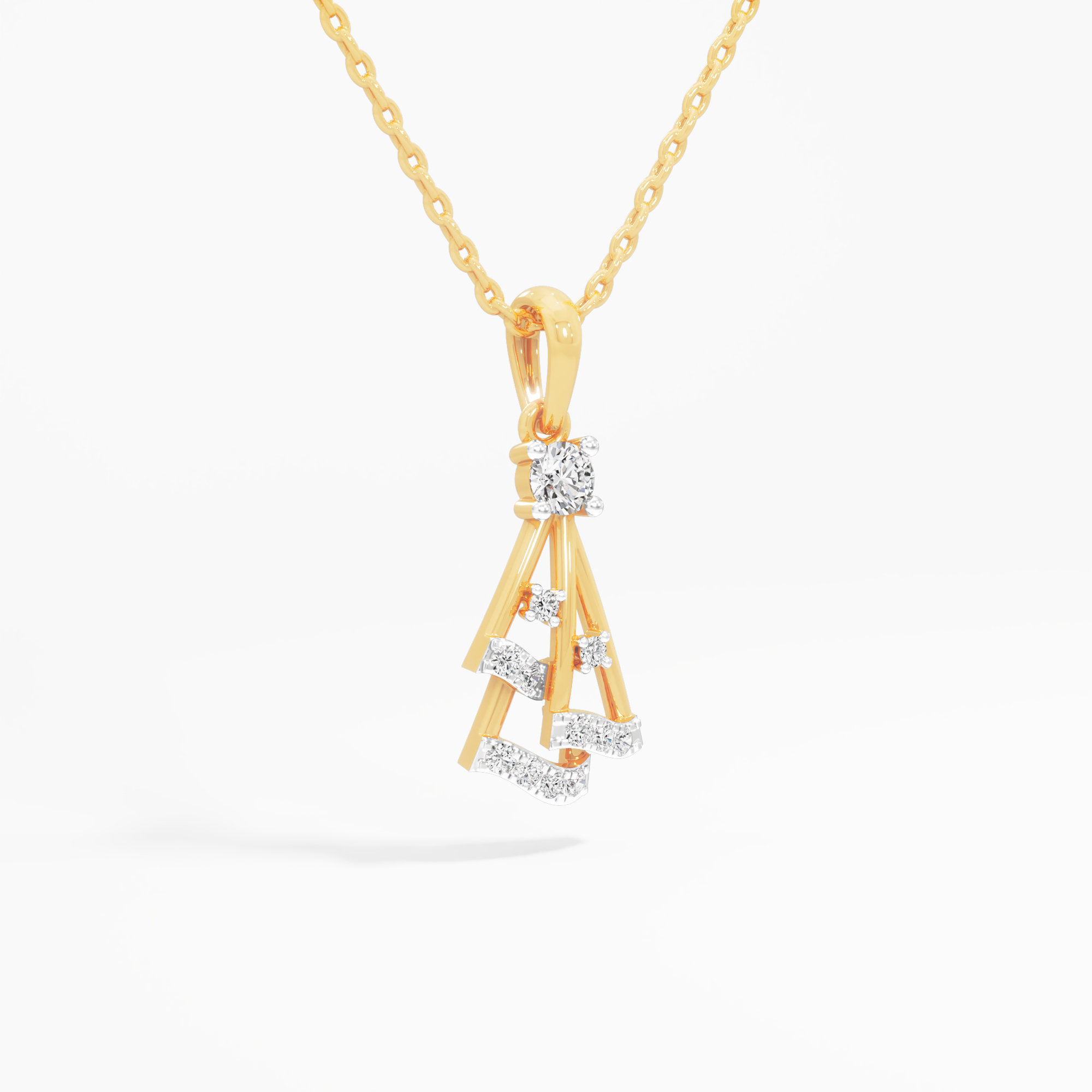 Cascade Trio Diamond Pendant | Chain Available Separately in 9KT Yellow Gold (Diamond Quality: FG-VVS VS)