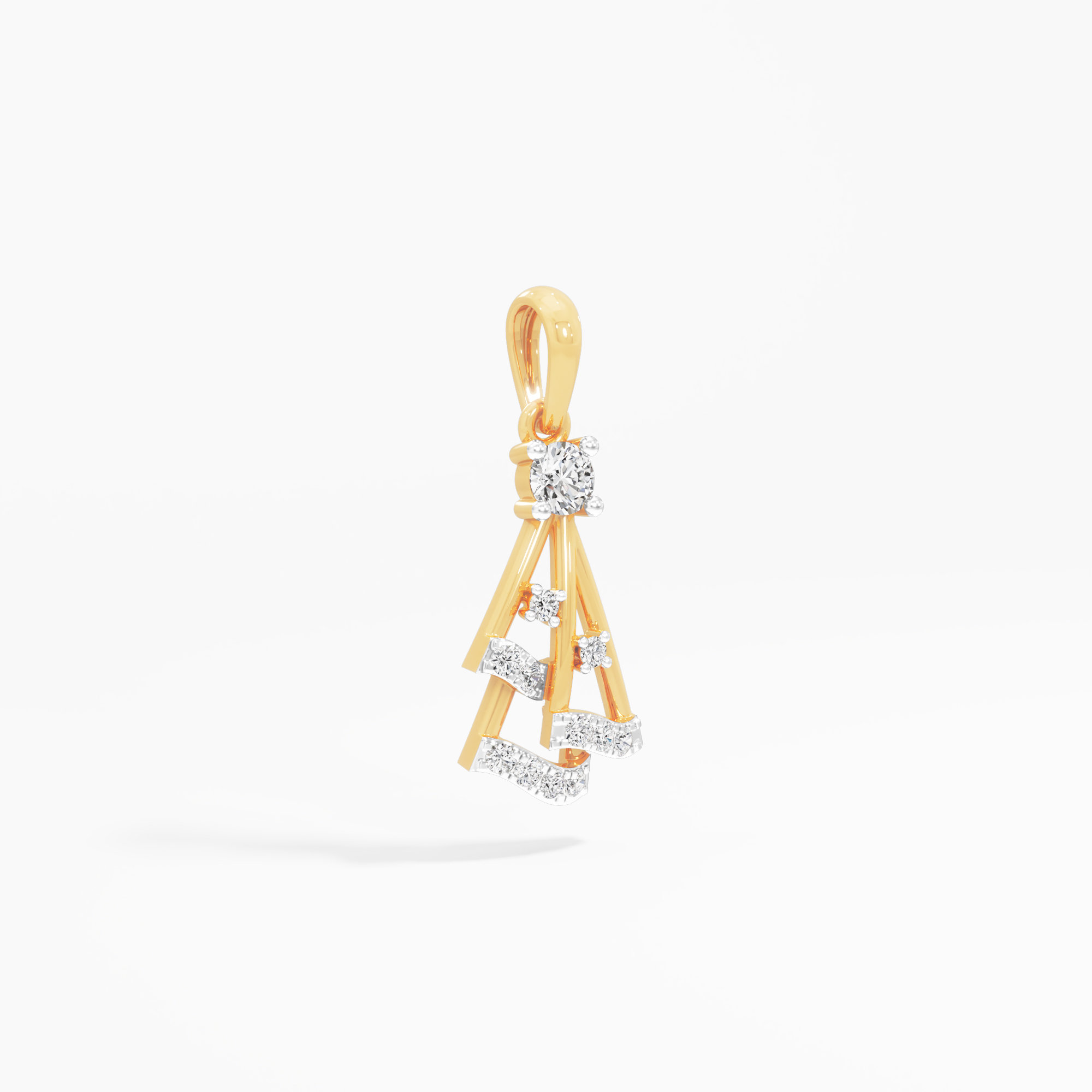 Cascade Trio Diamond Pendant | Chain Available Separately in 9KT Yellow Gold (Diamond Quality: FG-VVS VS)