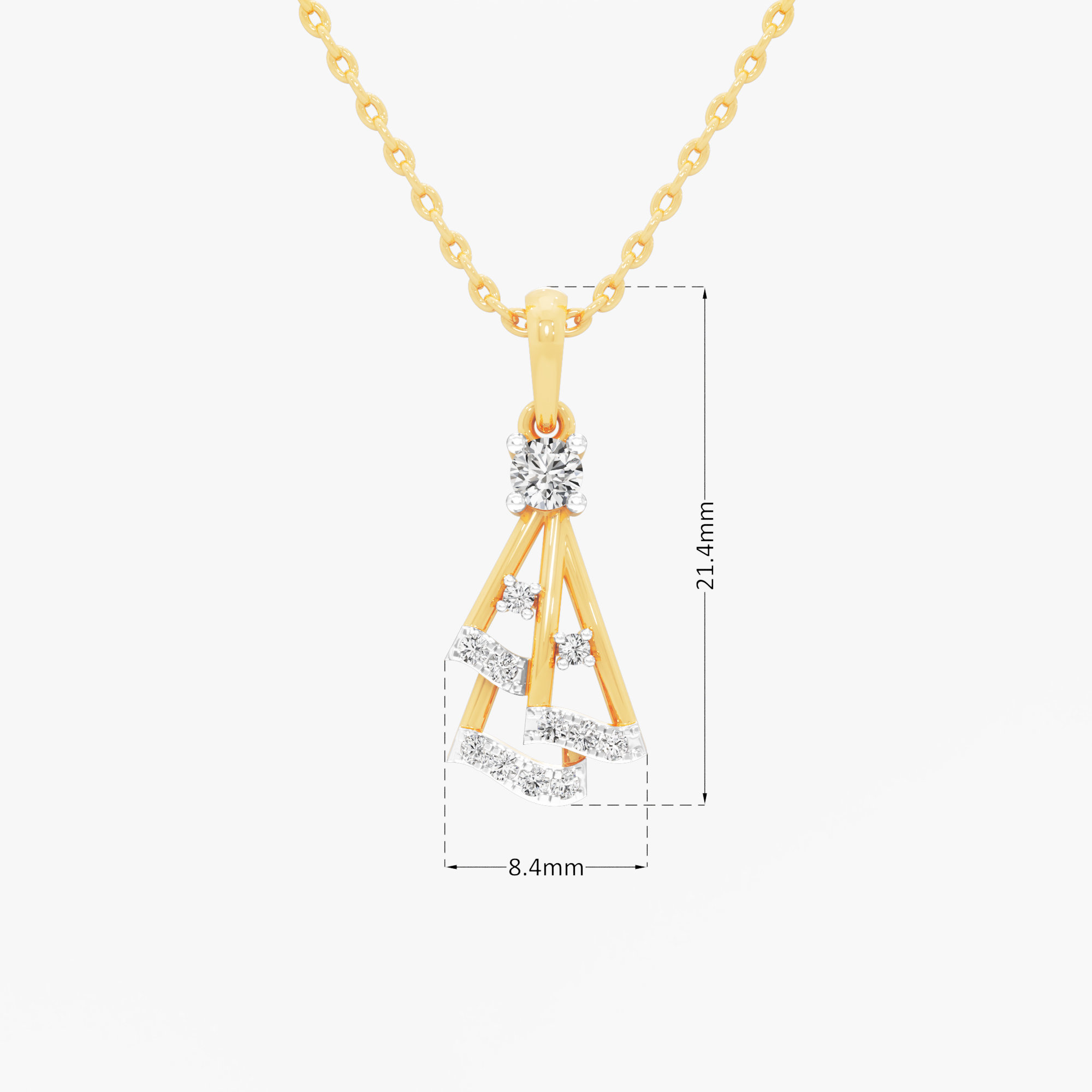 Cascade Trio Diamond Pendant | Chain Available Separately in 9KT Yellow Gold (Diamond Quality: FG-VVS VS)