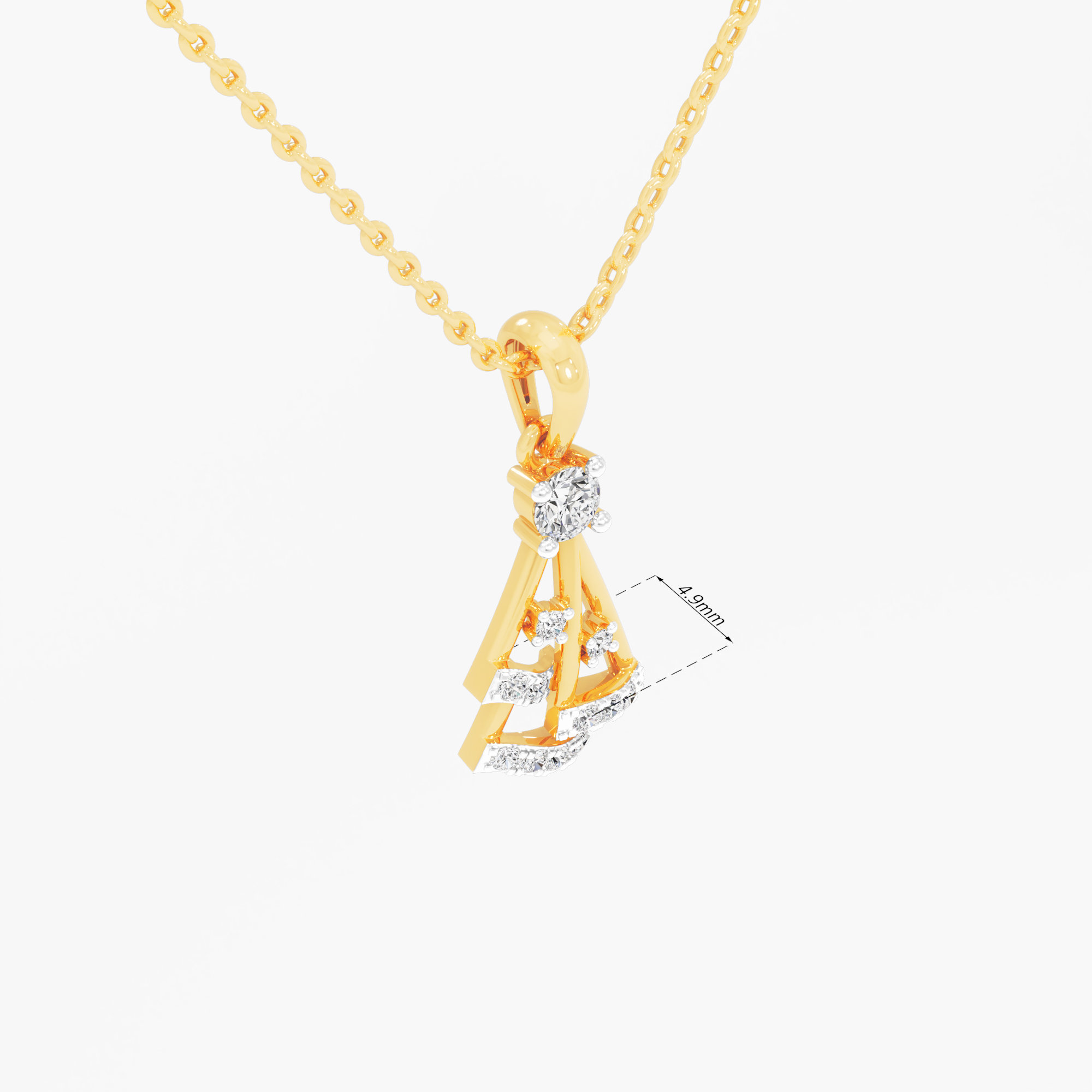 Cascade Trio Diamond Pendant | Chain Available Separately in 9KT Yellow Gold (Diamond Quality: FG-VVS VS)