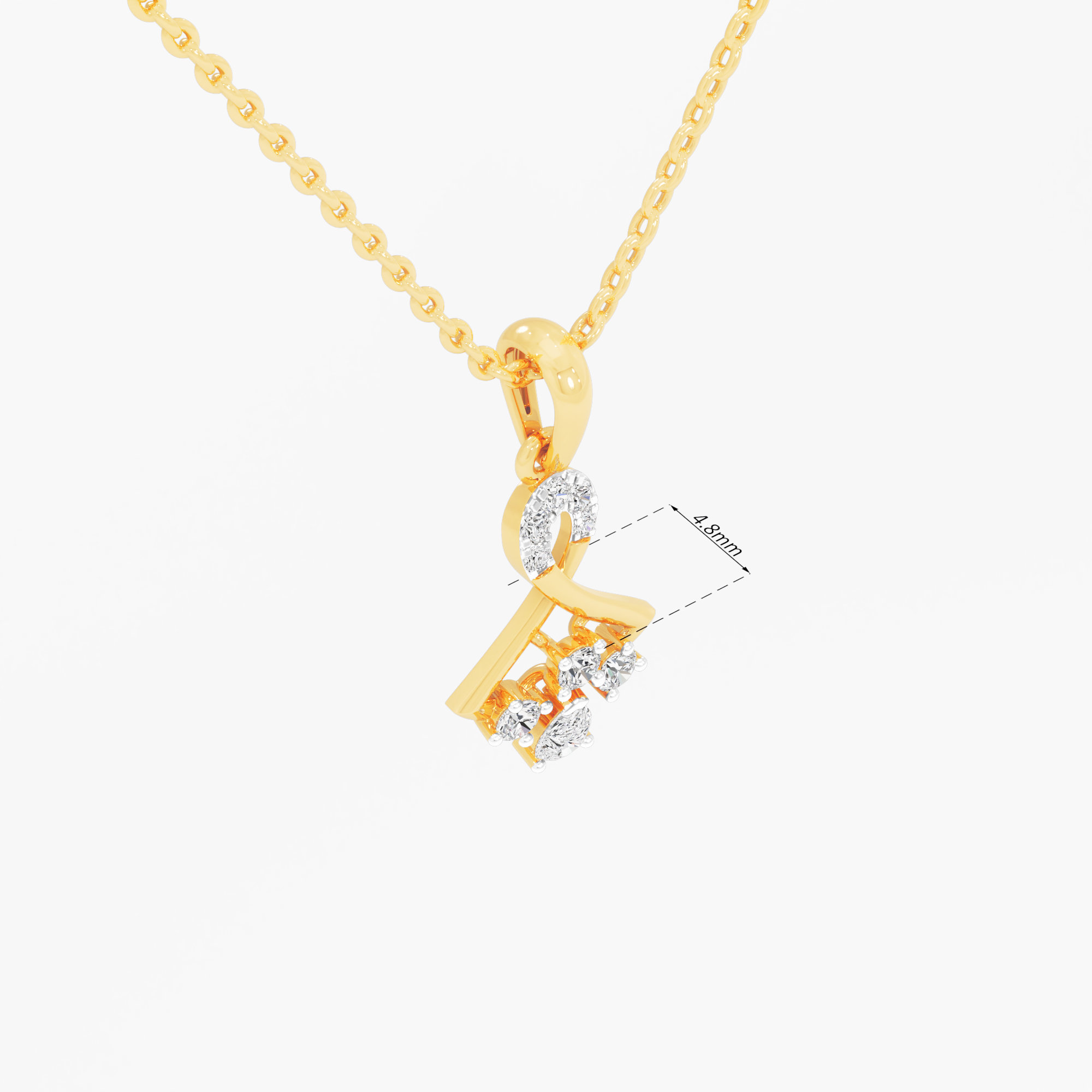 Ribbon Dew Diamond Pendant | Chain Available Separately in 9KT Yellow Gold (Diamond Quality: FG-VVS VS)