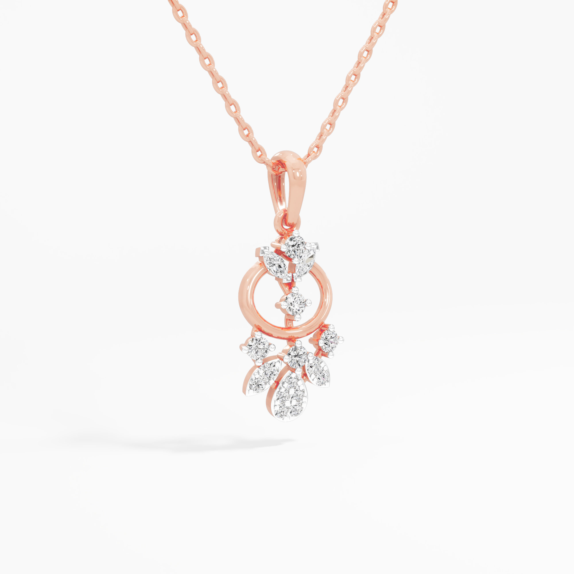 Floral Trellis Diamond Pendants | Pendant Only in 9KT Rose Gold (Diamond Quality: FG-VVS VS)