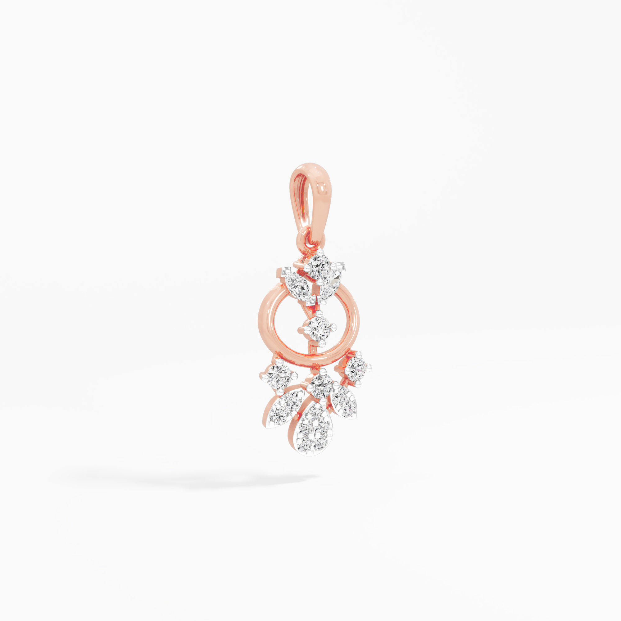 Floral Trellis Diamond Pendants | Pendant Only in 9KT Rose Gold (Diamond Quality: FG-VVS VS)