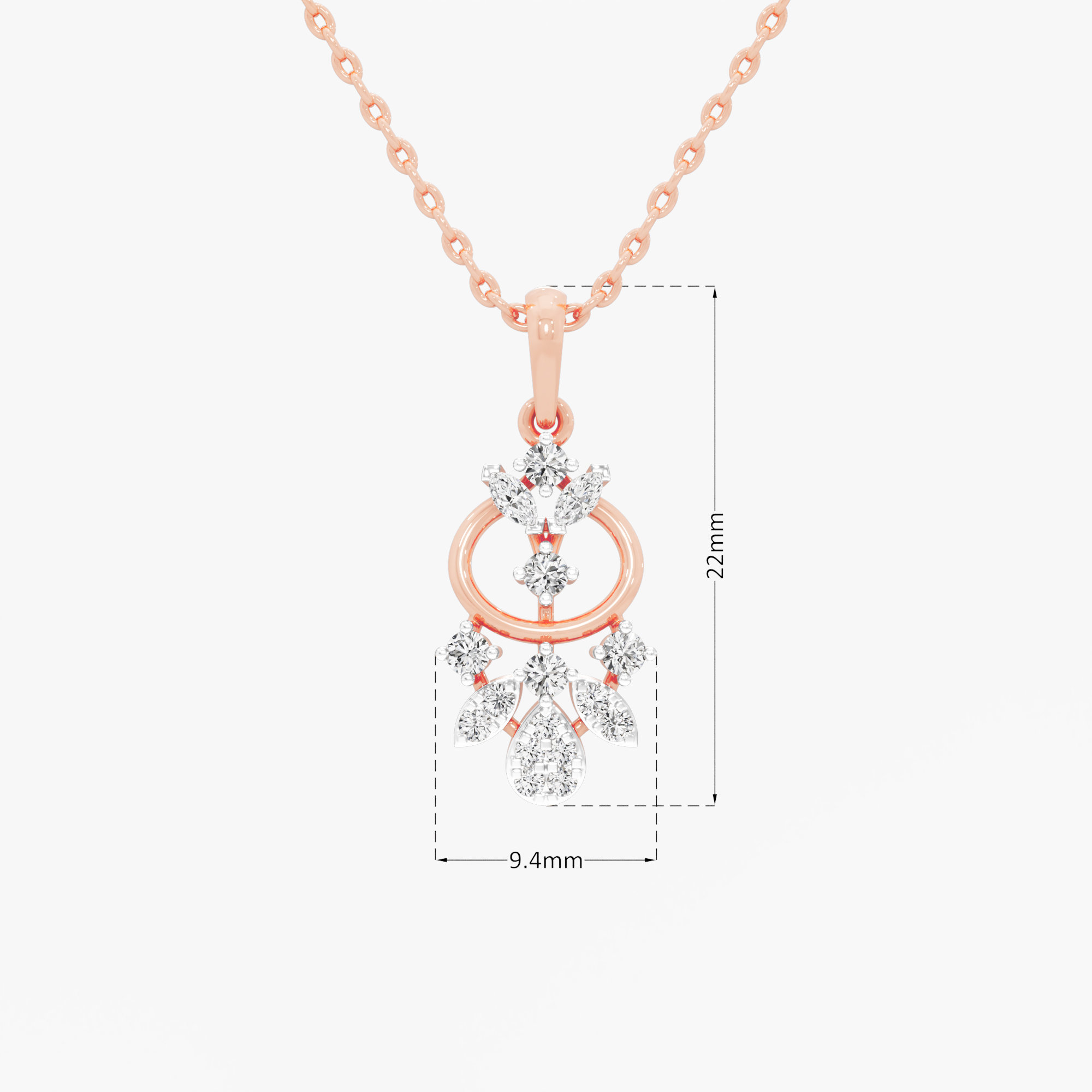 Floral Trellis Diamond Pendants | Pendant Only in 9KT Rose Gold (Diamond Quality: FG-VVS VS)